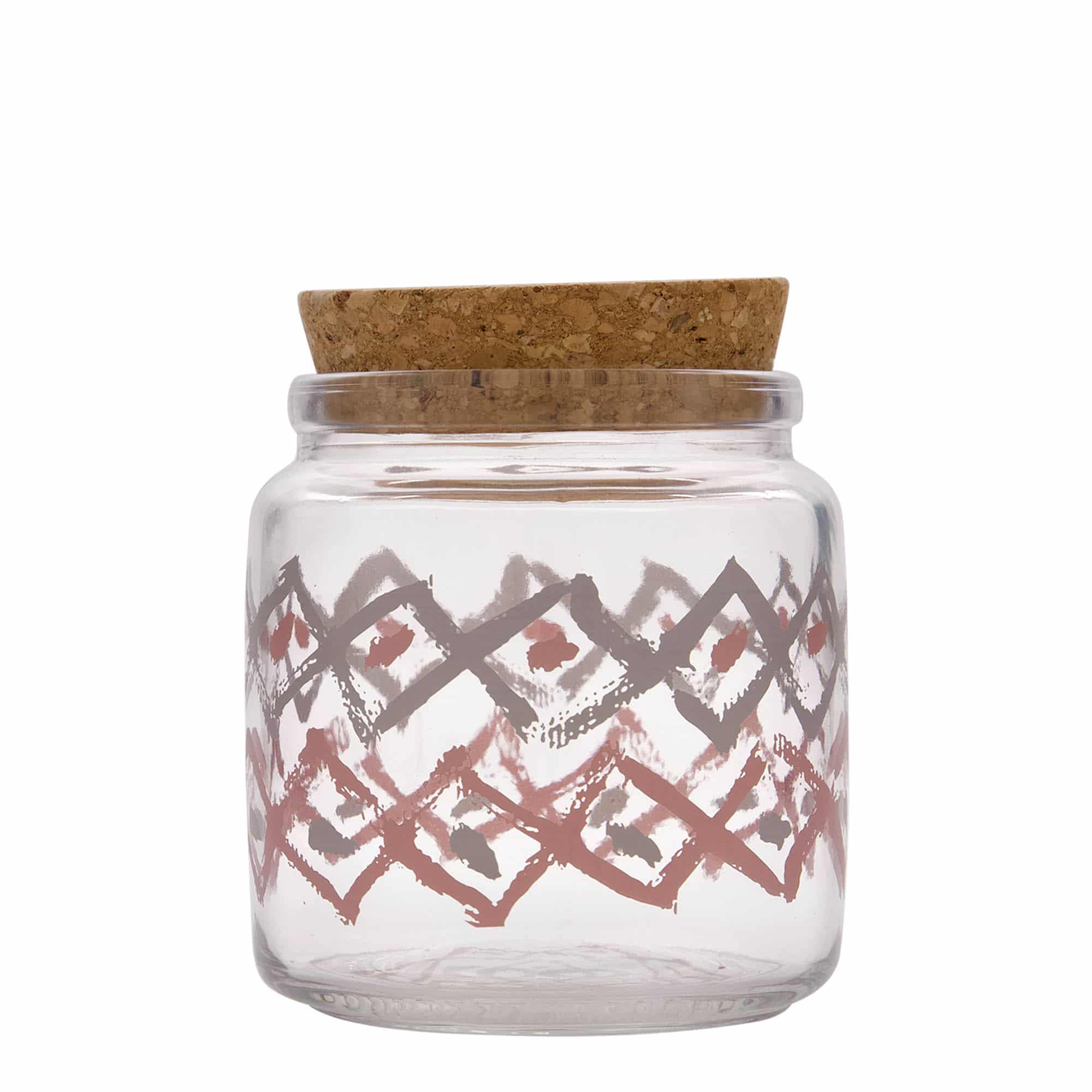 750 ml en verre avec bouchon en liège « Giara », motif : Manolibera rosa, ouverture : liège