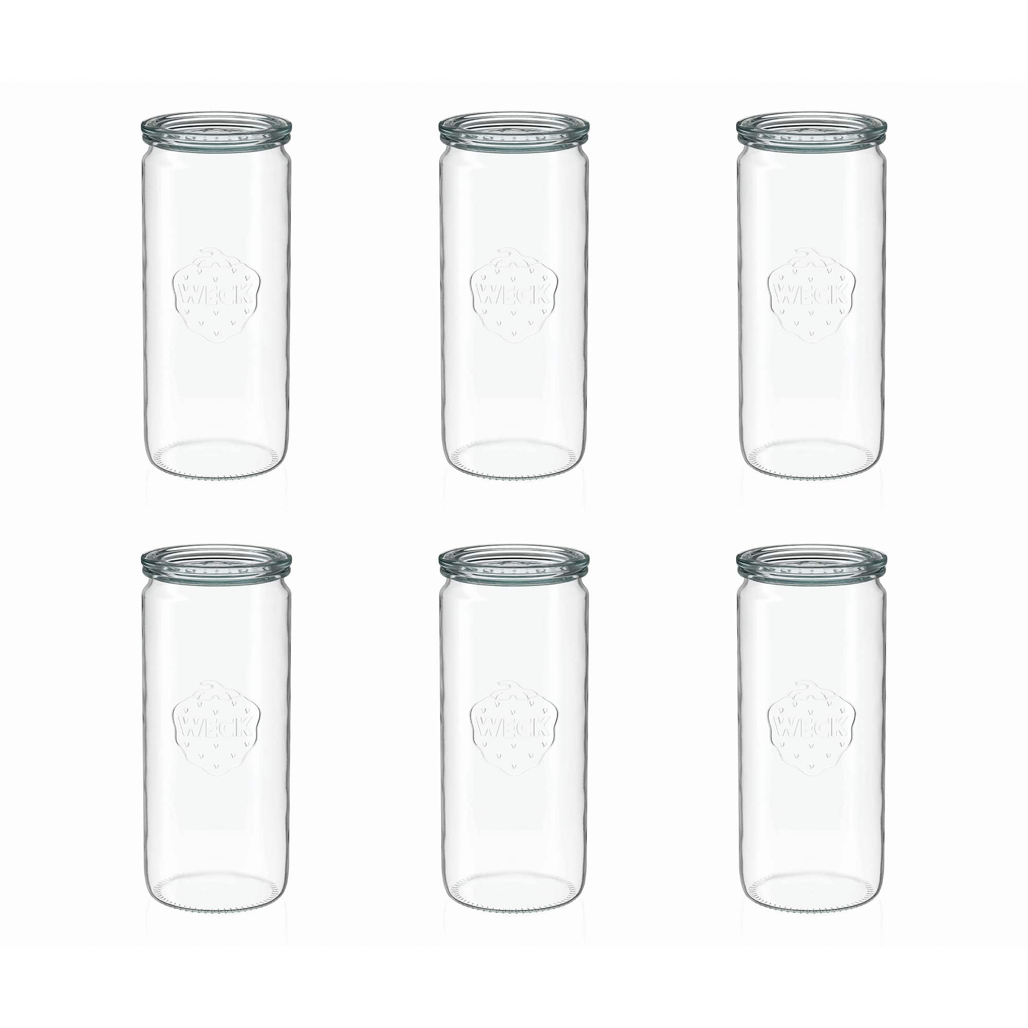6x 1040 ml verre cylindrique WECK avec couvercle en verre RR 80
