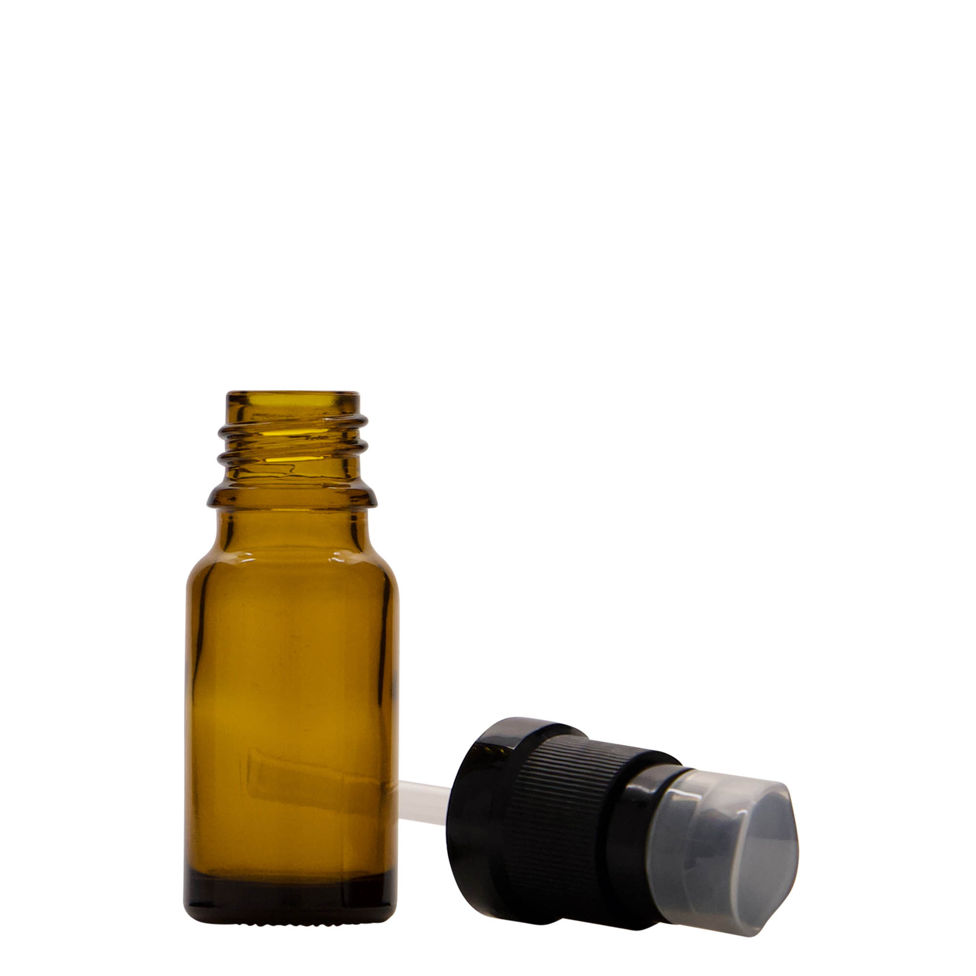 Flacon médical de 10 ml avec pompe lotion, verre, brun, ouverture : DIN 18 Flacon médical de 10 ml avec pompe lotion, verre, brun, ouverture : DIN 18