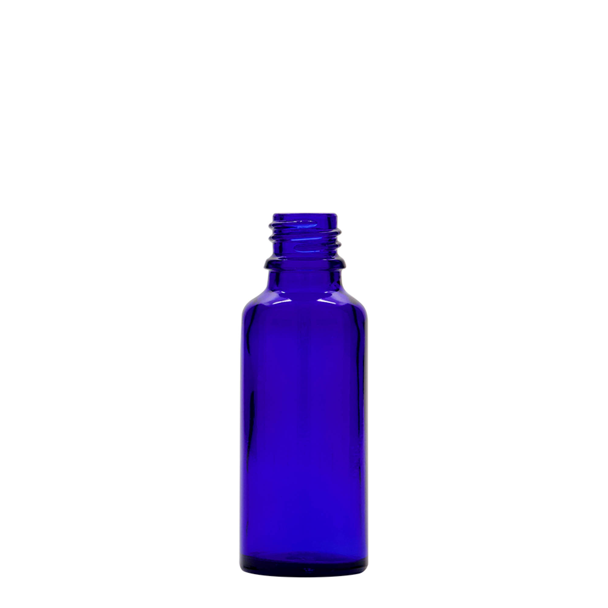 Flacon compte-gouttes 30 ml Médical, verre, bleu roi-rouge, ouverture : DIN 18 Flacon compte-gouttes 30 ml Médical, verre, bleu roi-rouge, ouverture : DIN 18