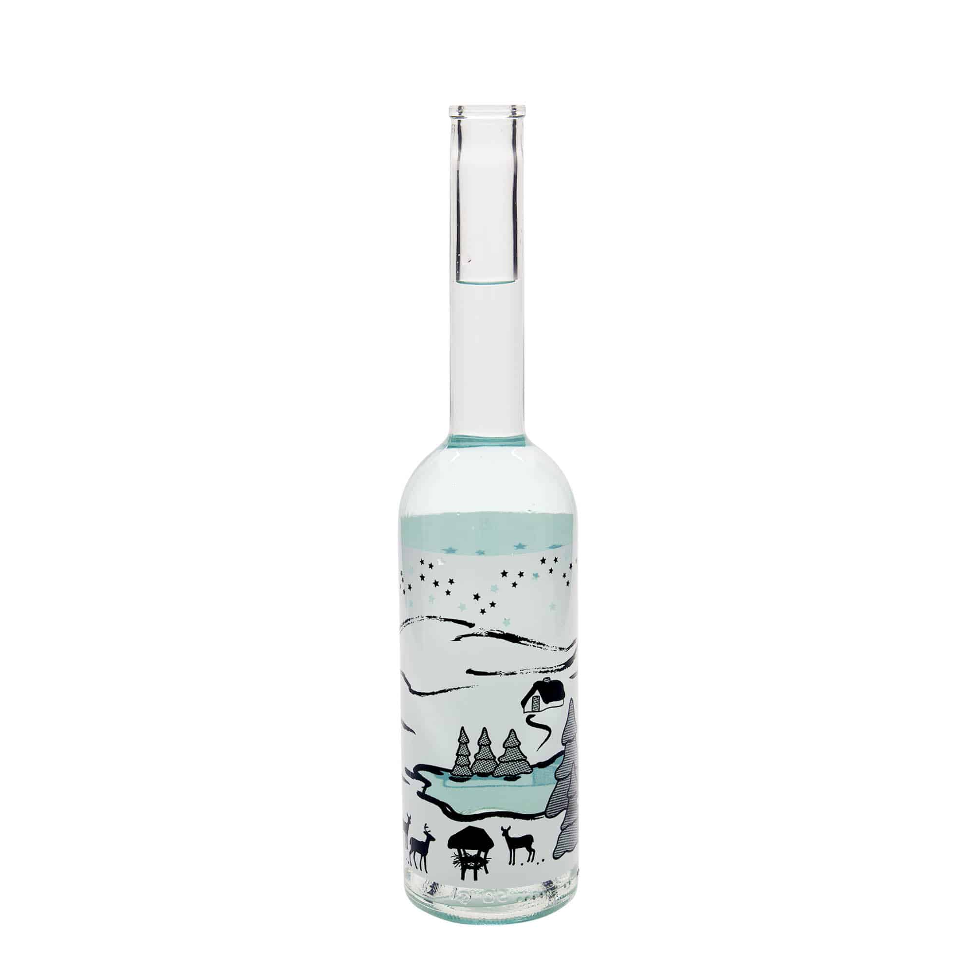 Bouteille en verre 500 ml « Opera », motif : Wintertraum-Bianco, ouverture : liège