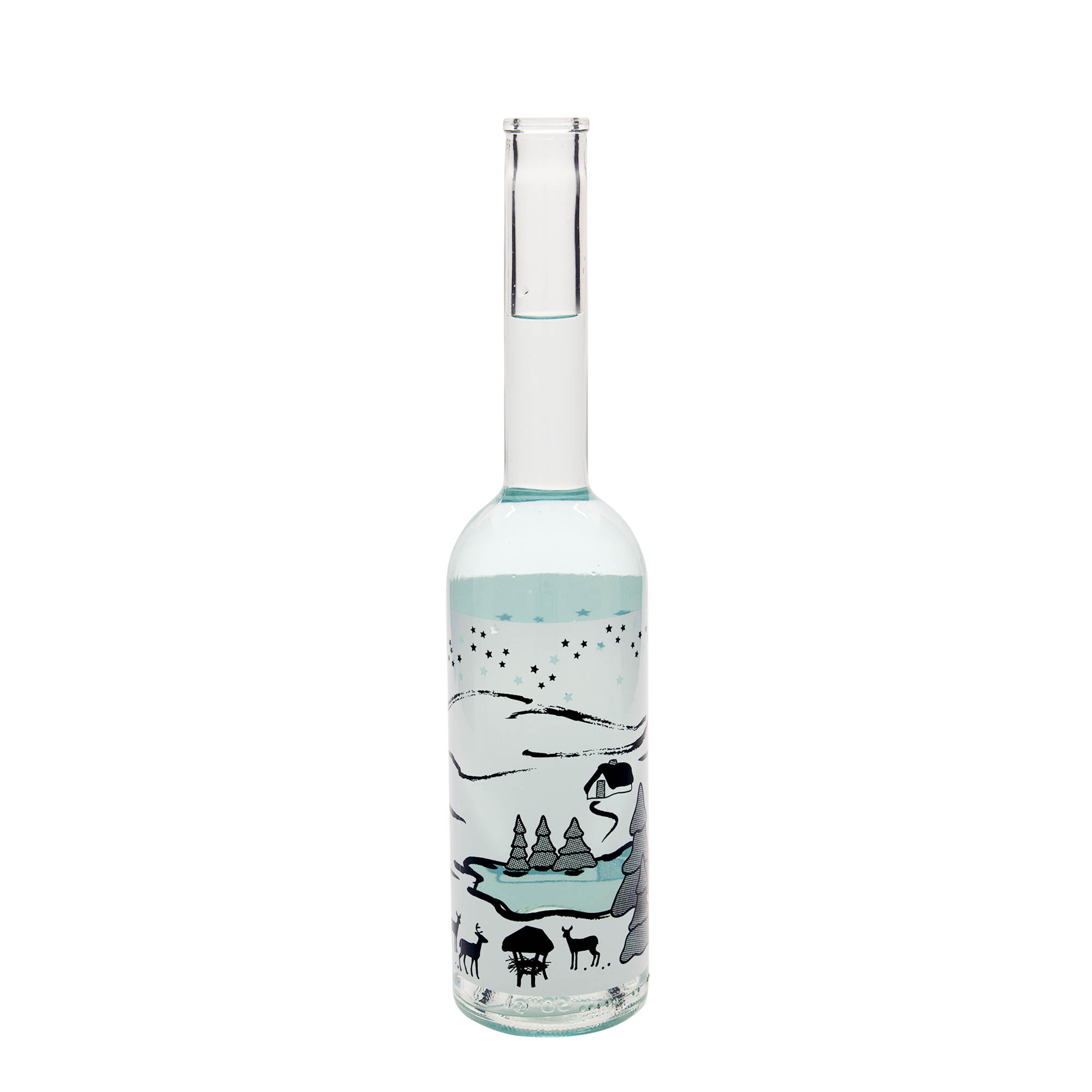 Bouteille en verre 500 ml « Opera », motif : Wintertraum-Bianco, ouverture : liège