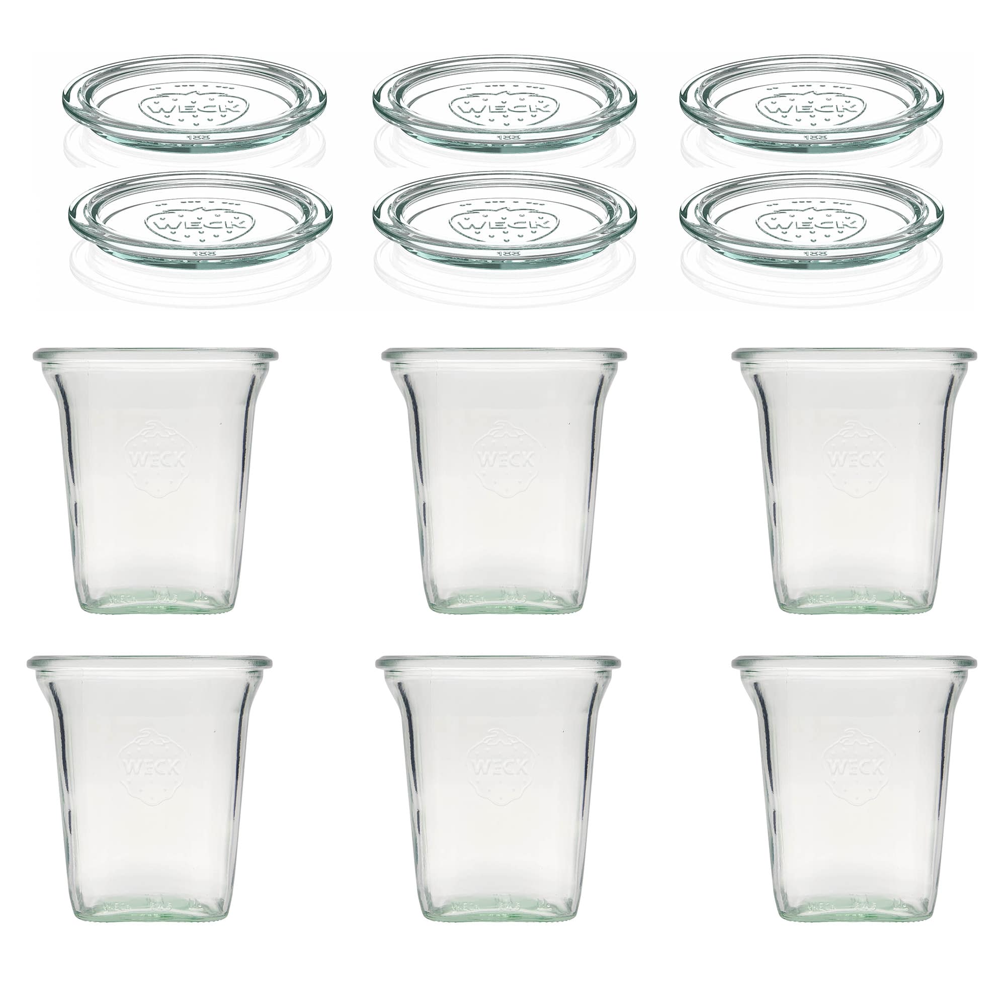 6x 545 ml verre WECK Quadro avec couvercle en verre RR 100