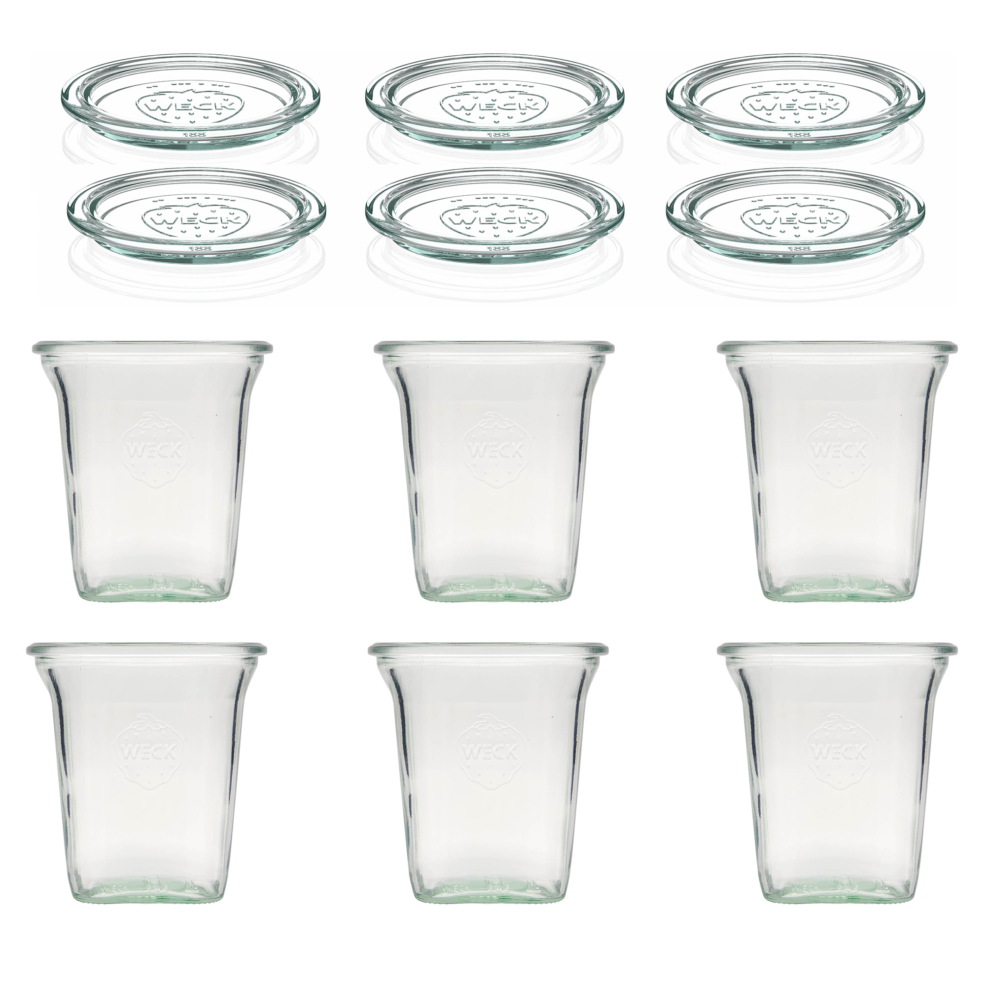 6x 545 ml verre WECK Quadro avec couvercle en verre RR 100