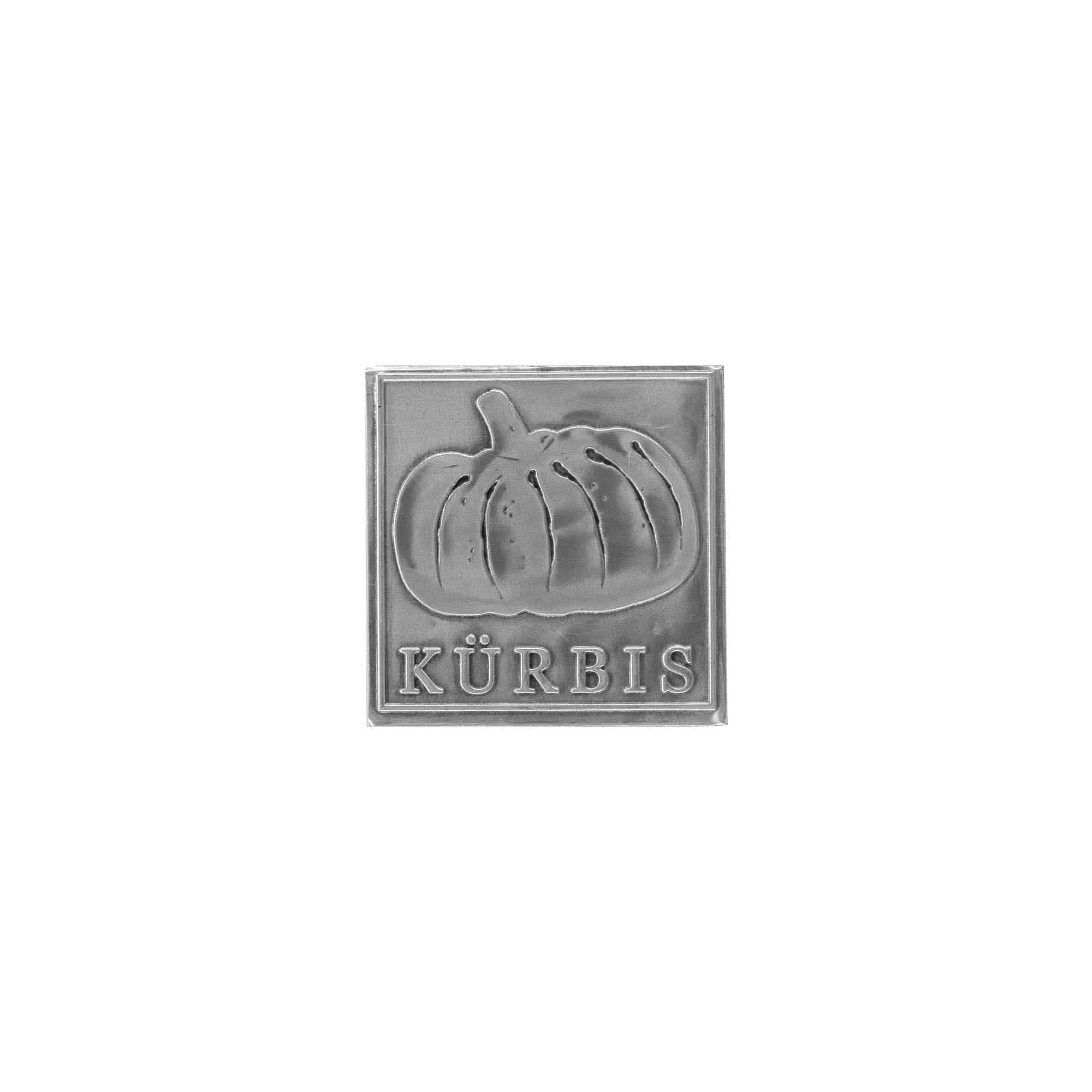 Étiquette en étain « Citrouille », carrée, métal, argentée