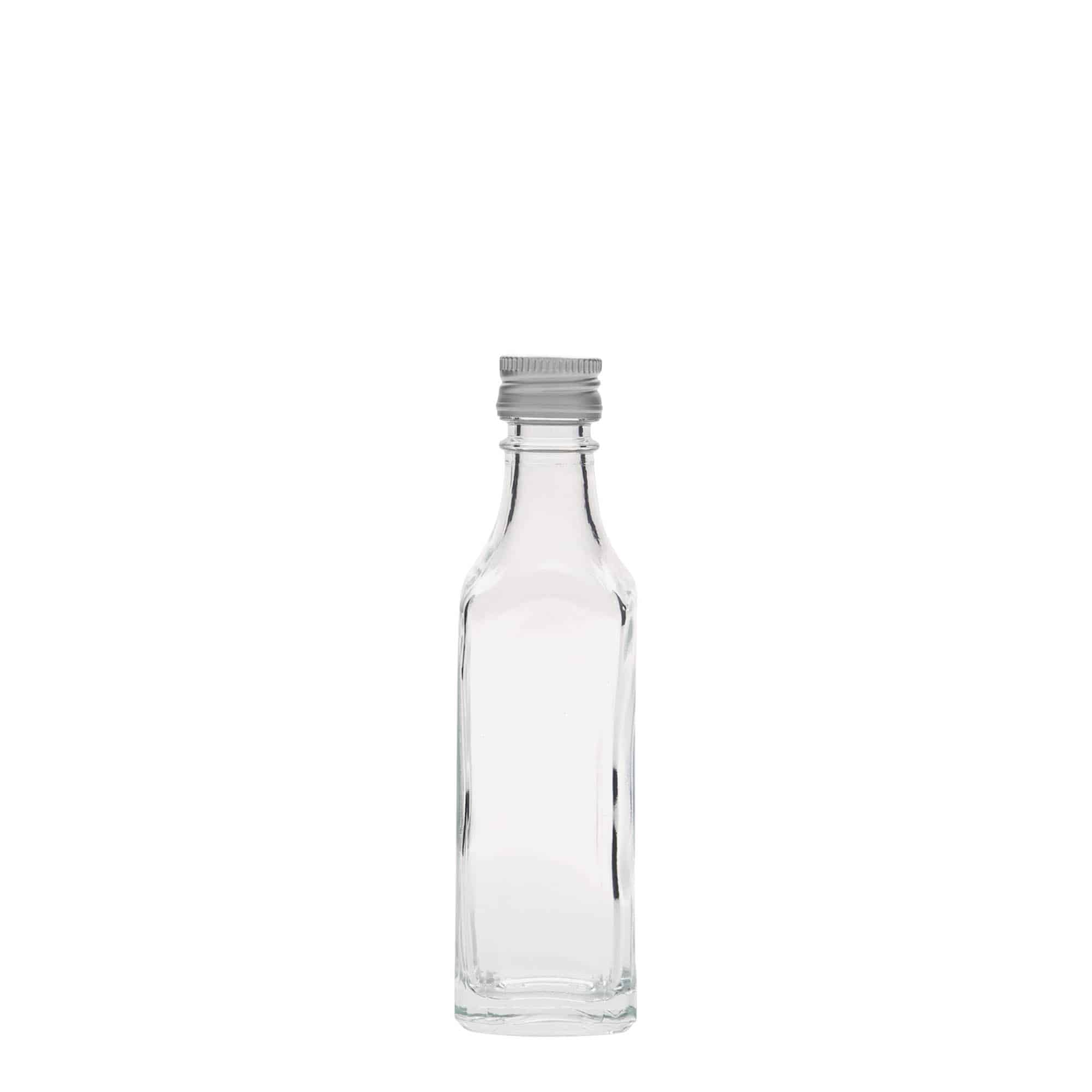Flacon en verre 50 ml 'Siena', carré, ouverture : PP 18