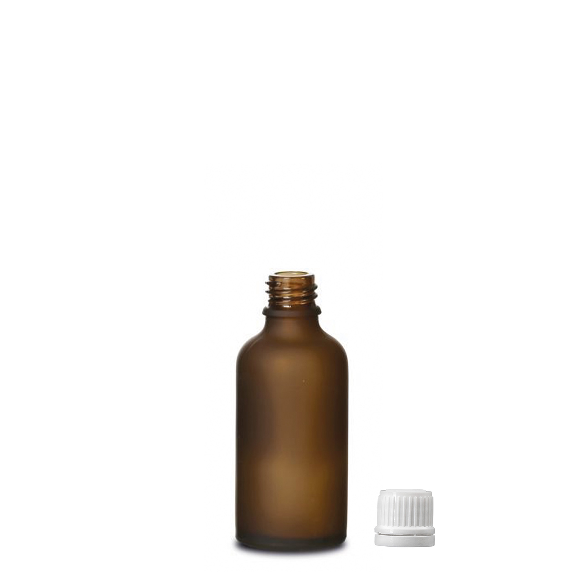 Flacon médical 50 ml, verre, brun givré, embouchure : DIN 18 Flacon médical 50 ml, verre, brun givré, embouchure : DIN 18