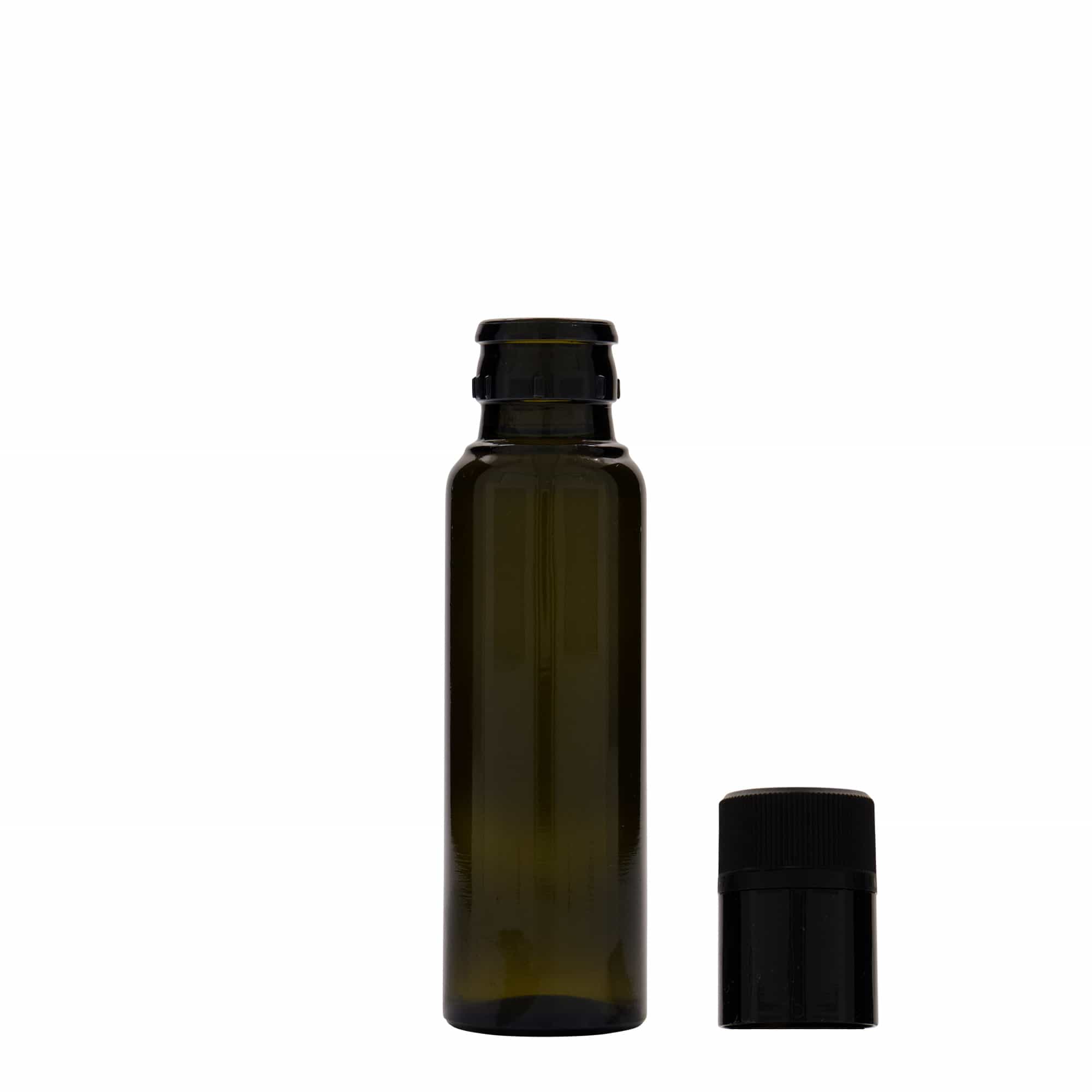 Flacon vinaigre/huile 100 ml 'Willy New', verre, vert antique, ouverture : DOP