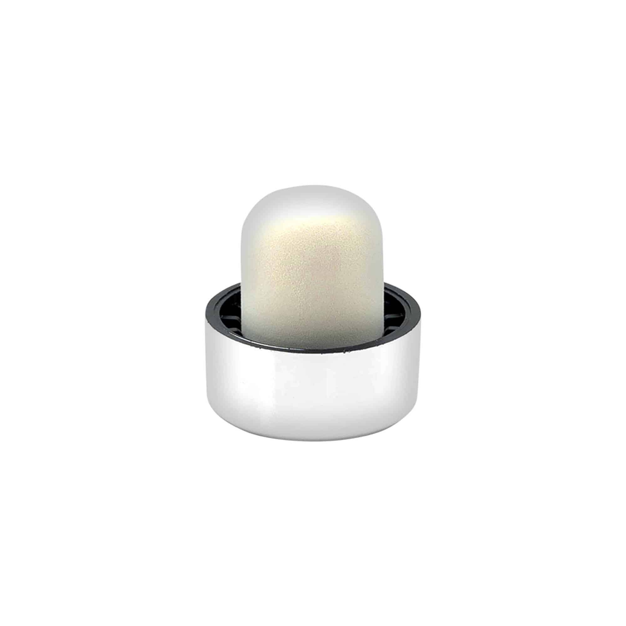 Bouchon à prise 19 mm, plastique, argenté, pour embouchure : liège Bouchon à prise 19 mm, plastique, argenté, pour embouchure : liège