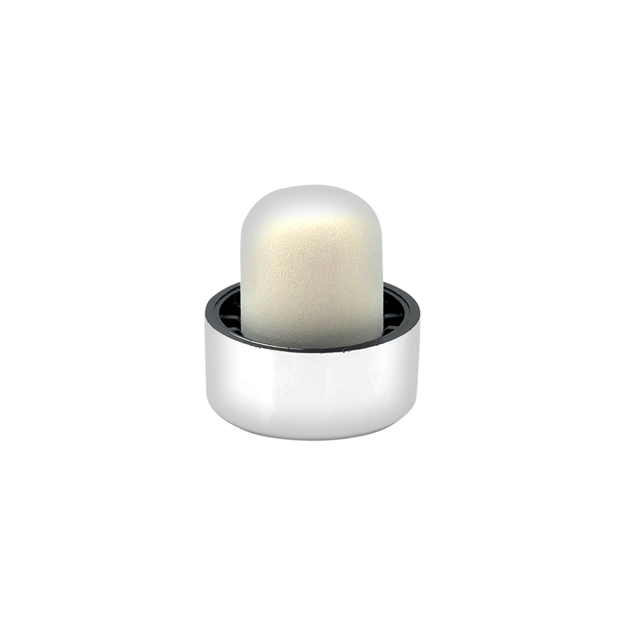 Bouchon à prise 19 mm, plastique, argenté, pour embouchure : liège Bouchon à prise 19 mm, plastique, argenté, pour embouchure : liège