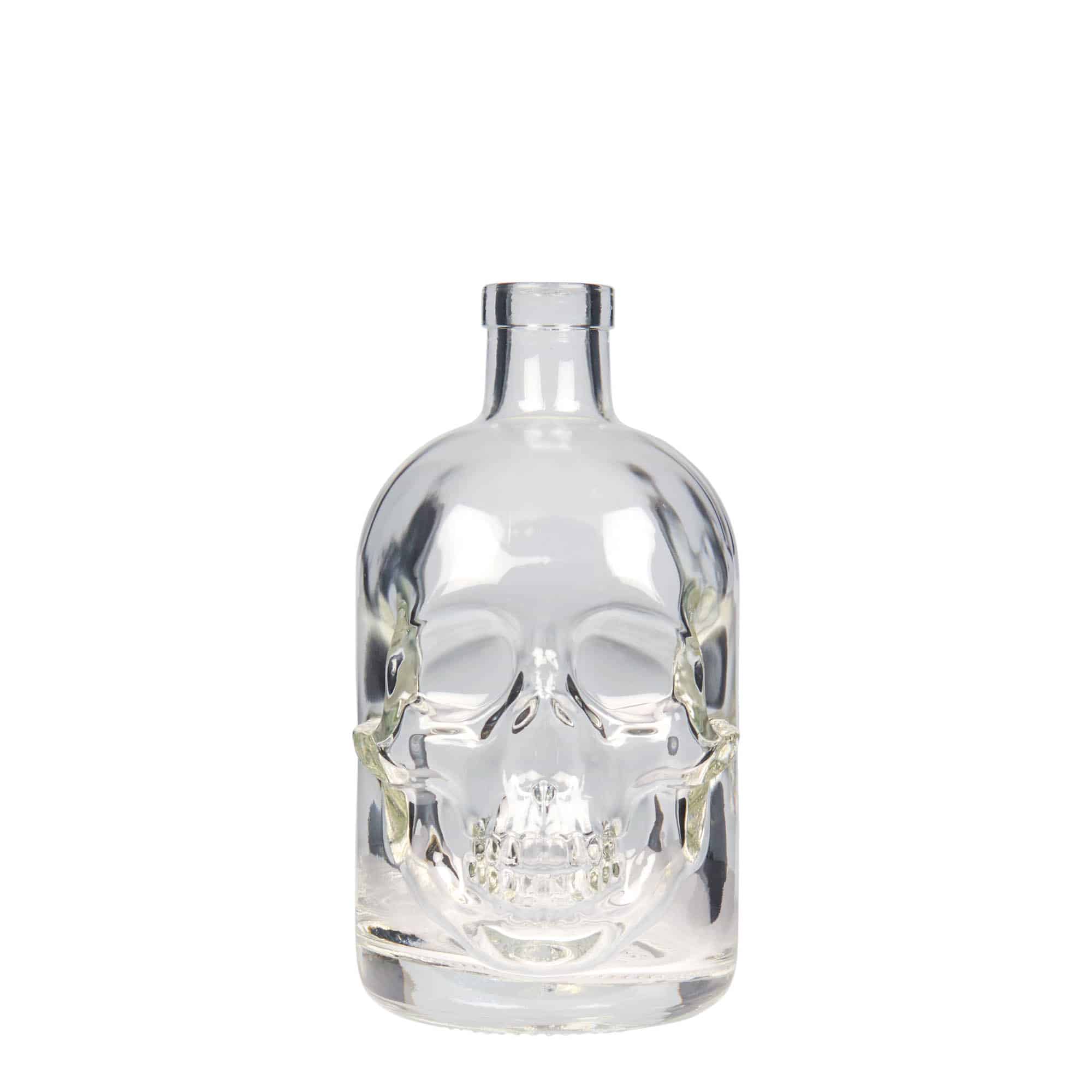 Bouteille en verre de 500 ml « Tête de mort », ouverture : bouchon en liège