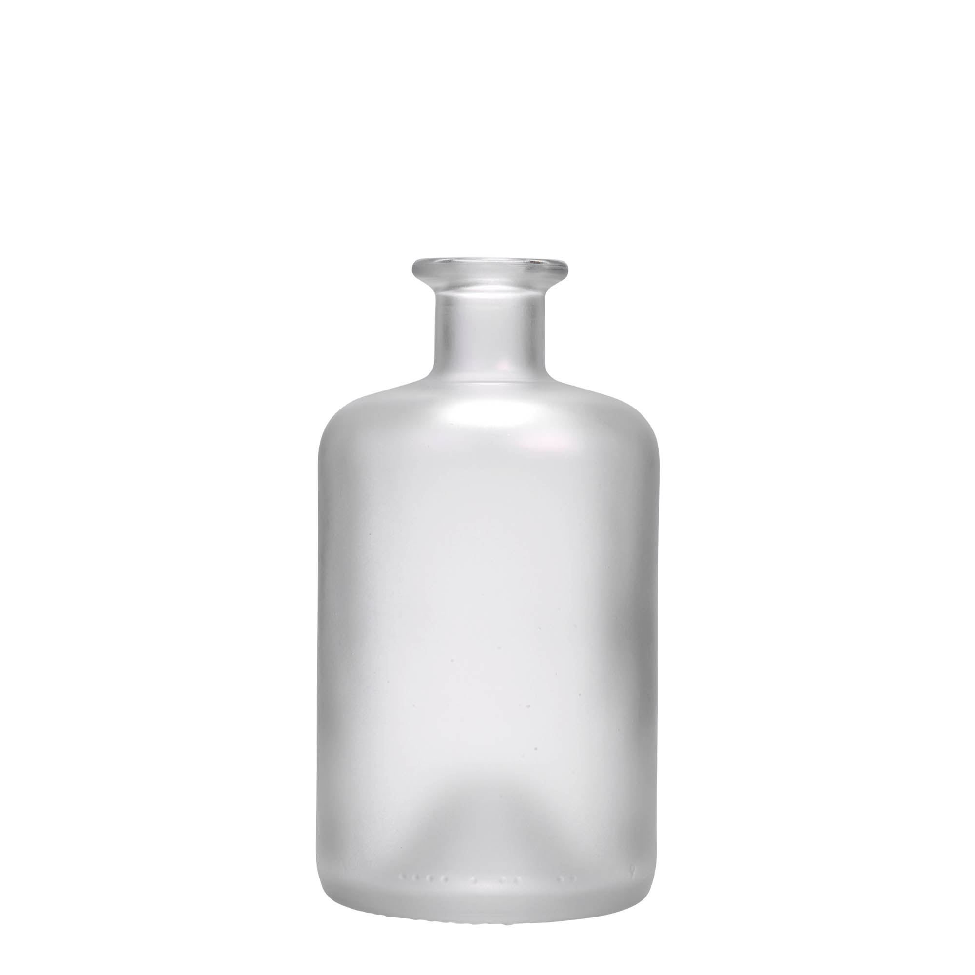 Bouteille en verre 500 ml apothicaire, givrée, ouverture : bouchon en liège