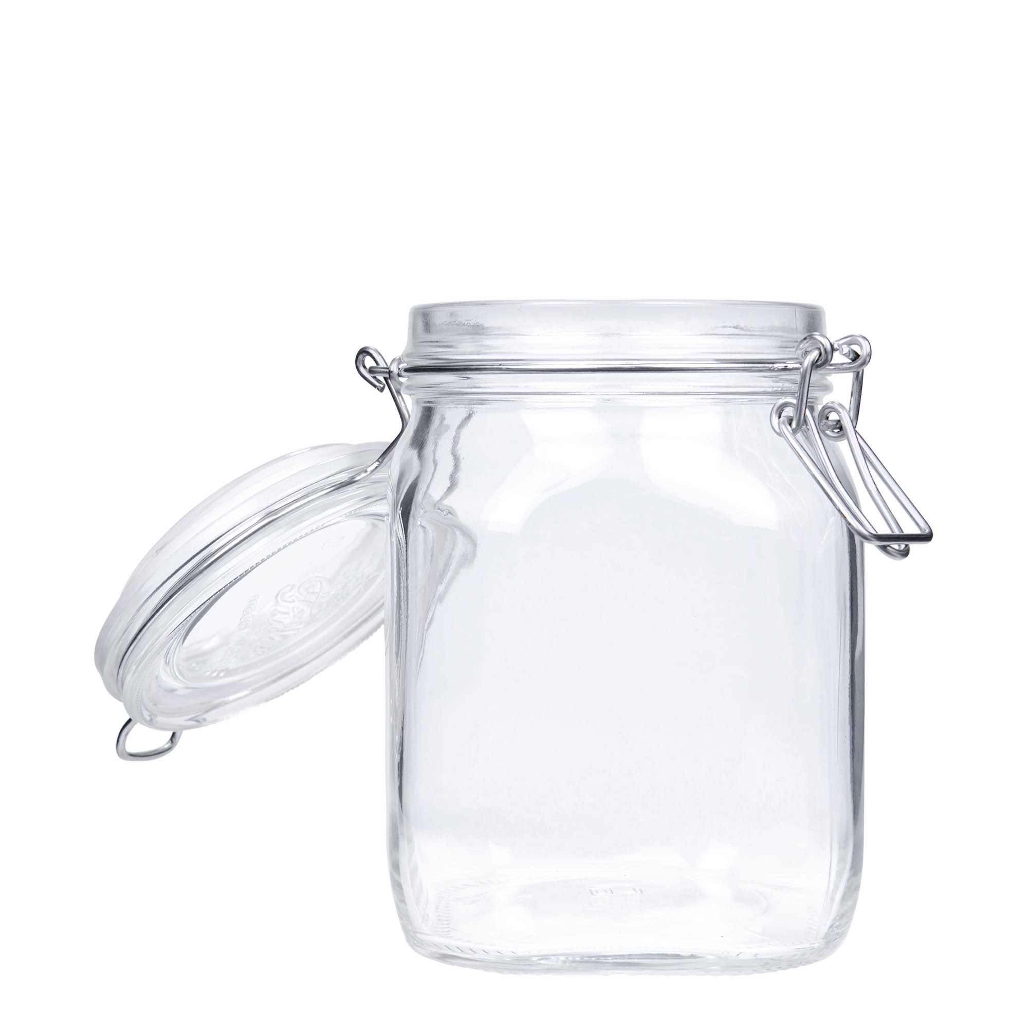 1 000 ml bocal à fermeture à levier 'Fido', carré, ouverture : fermeture à levier métallique