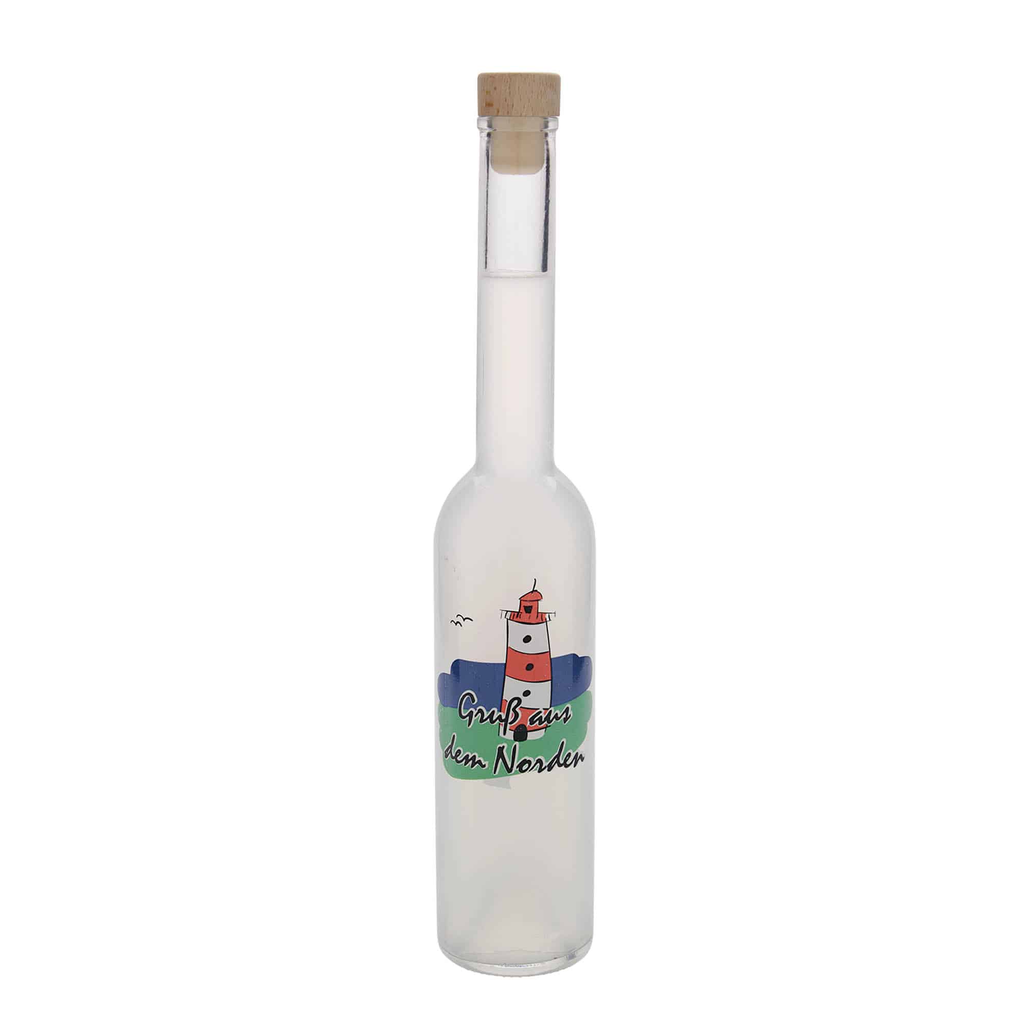 Bouteille en verre 350 ml 'Opera', motif : Nord, ouverture : bouchon en liège