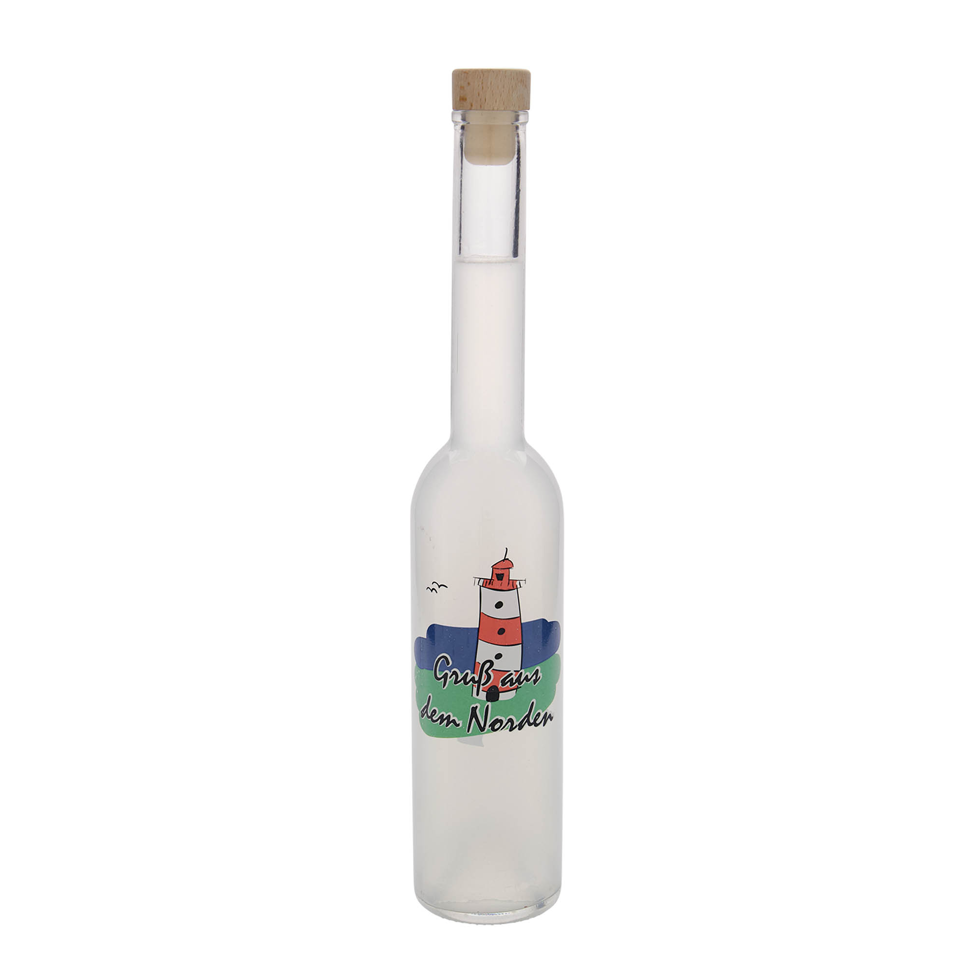 Bouteille en verre 350 ml 'Opera', motif : Nord, ouverture : bouchon en liège Bouteille en verre 350 ml 'Opera', motif : Nord, ouverture : bouchon en liège