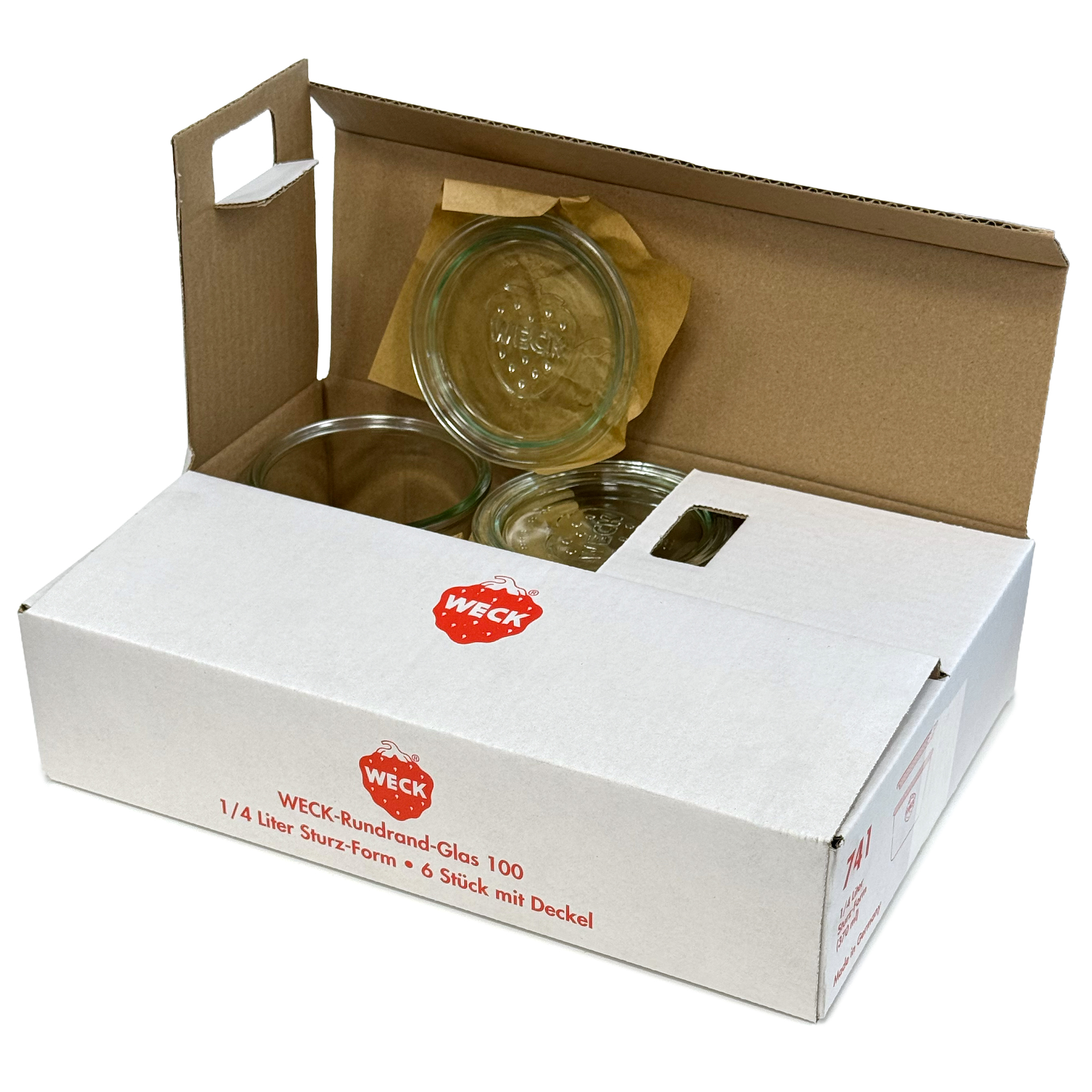 6x 370 ml bocal WECK à renversement avec couvercle en verre RR 100