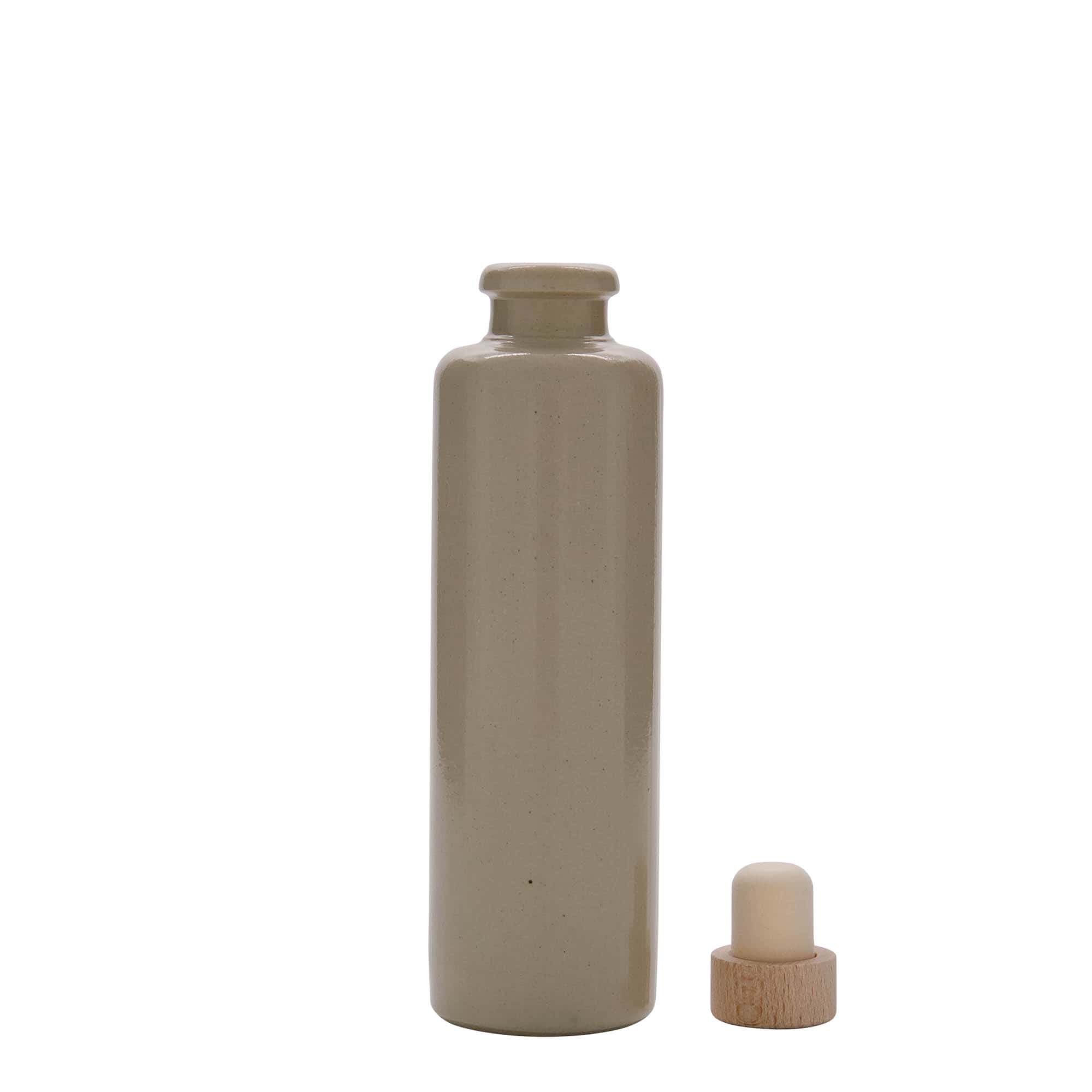 Cruche en terre cuite 200 ml, grès, beige, ouverture : liège