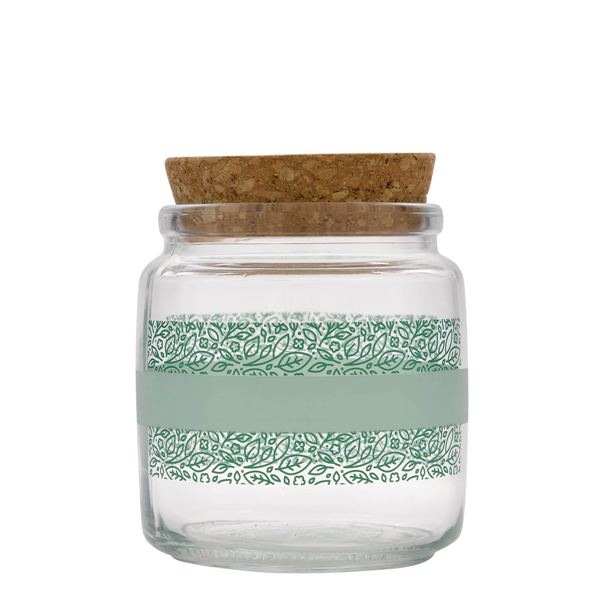 750 ml verre à bouchon en liège 'Giara', motif : Naturalmente verde, ouverture : liège