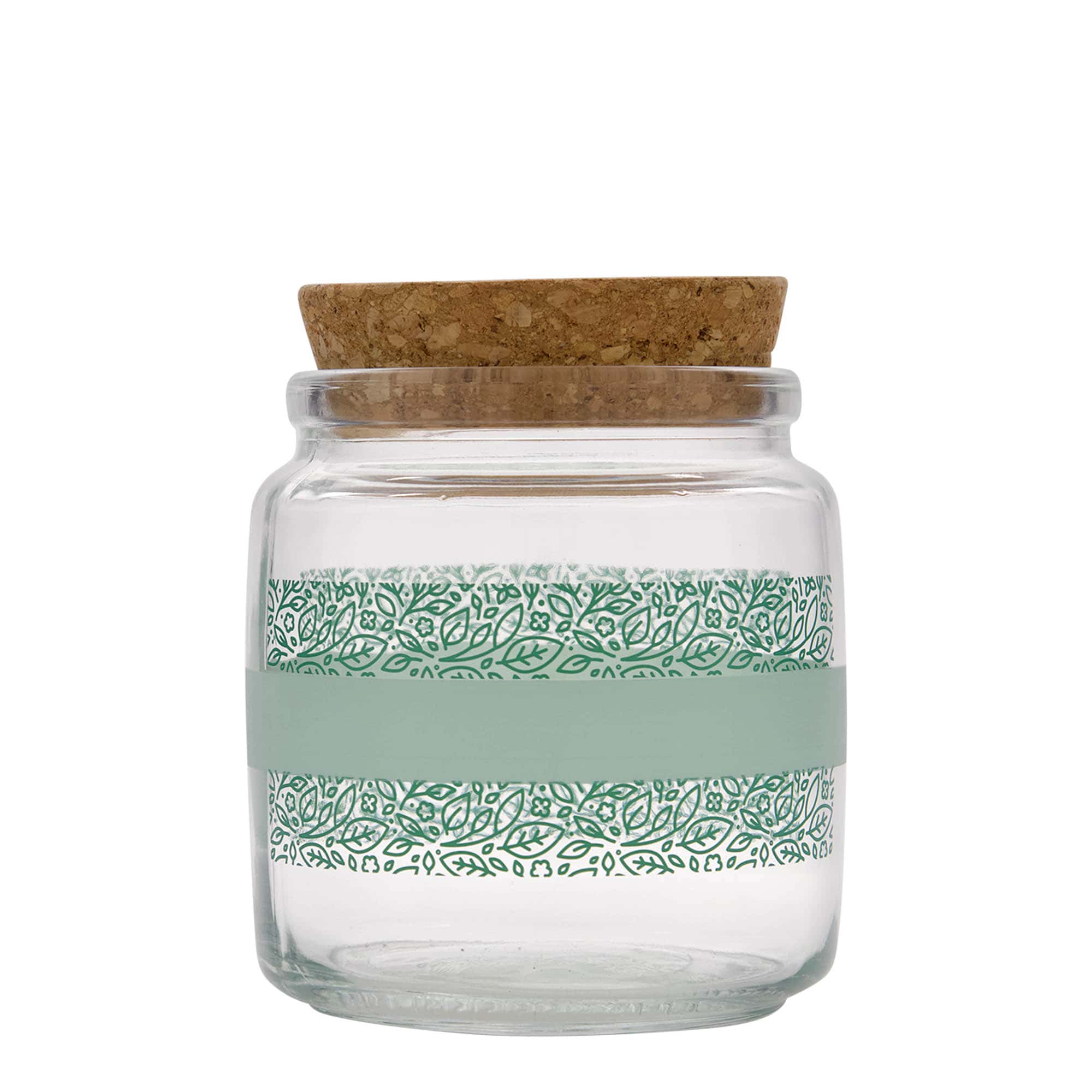 750 ml verre à bouchon en liège « Giara », motif : Naturalmente verde, ouverture : liège