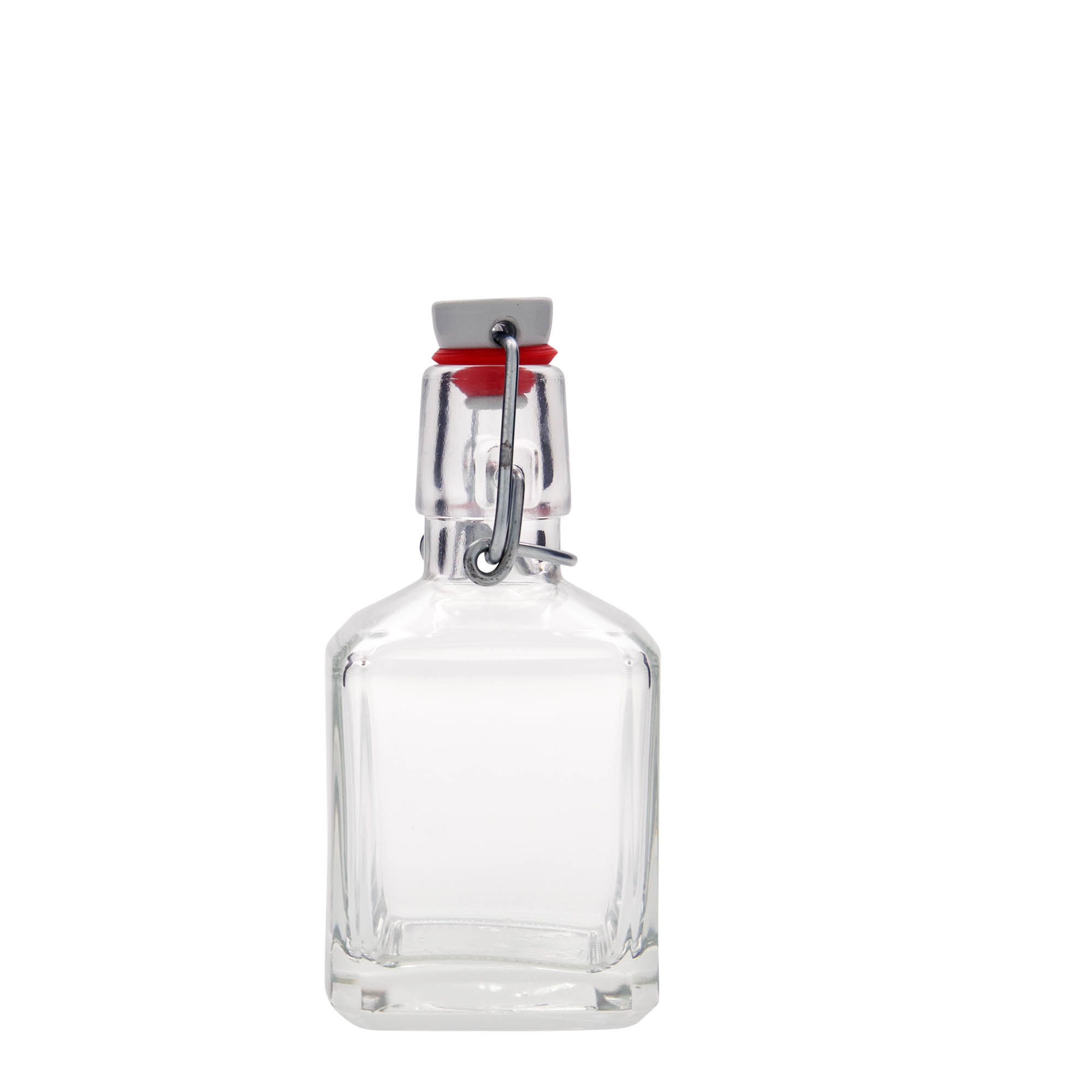Bouteille en verre 200 ml 'Kubica', carrée, ouverture : fermeture à bascule Bouteille en verre 200 ml 'Kubica', carrée, ouverture : fermeture à bascule