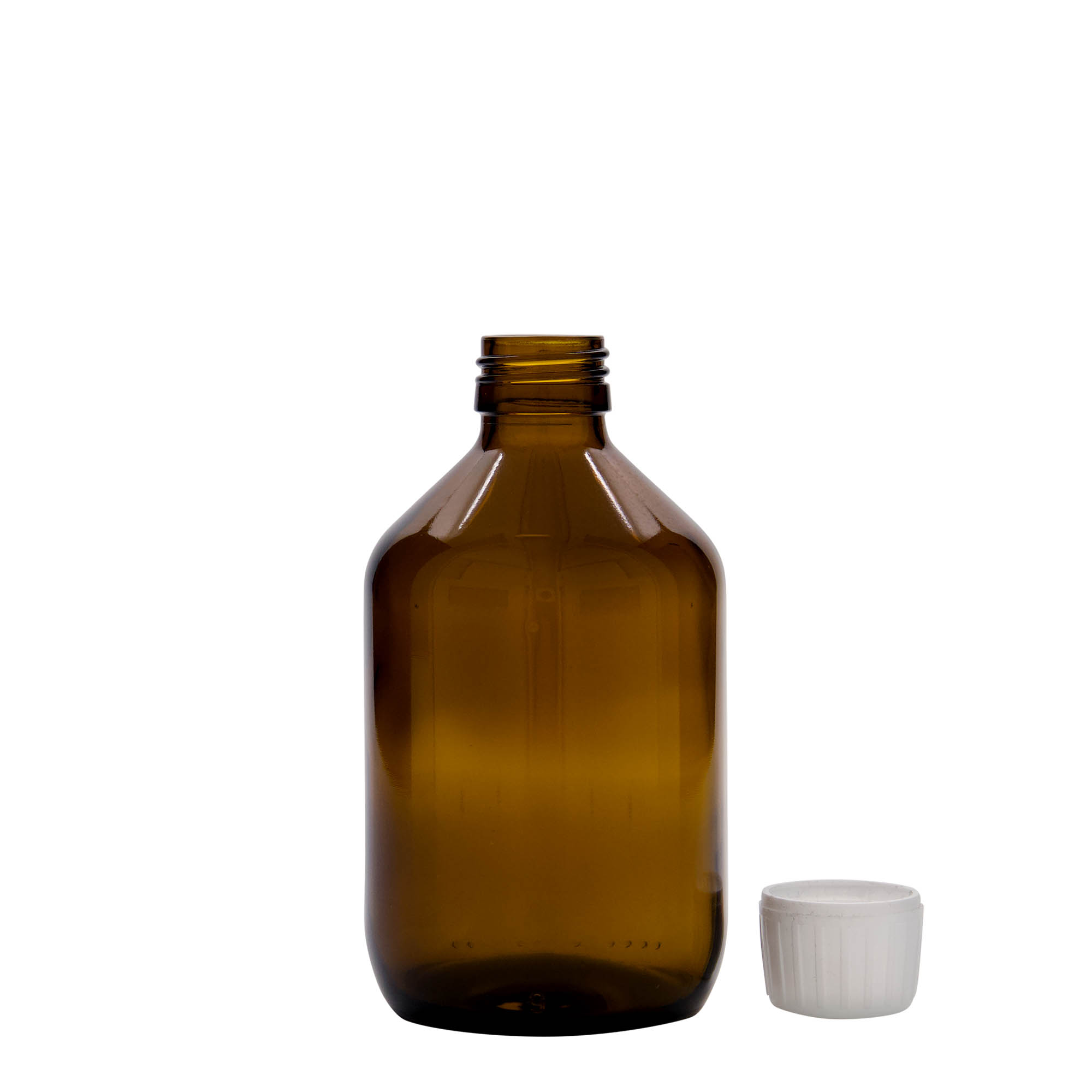 Flacon médical 300 ml, brun, verre, ouverture : PP 28 Flacon médical 300 ml, brun, verre, ouverture : PP 28