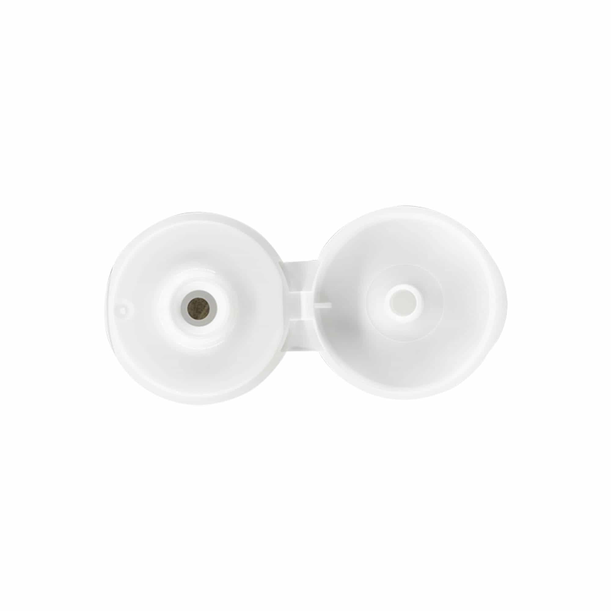 Bouchon à vis avec charnière, plastique PP blanc, pour goulot : 24/410