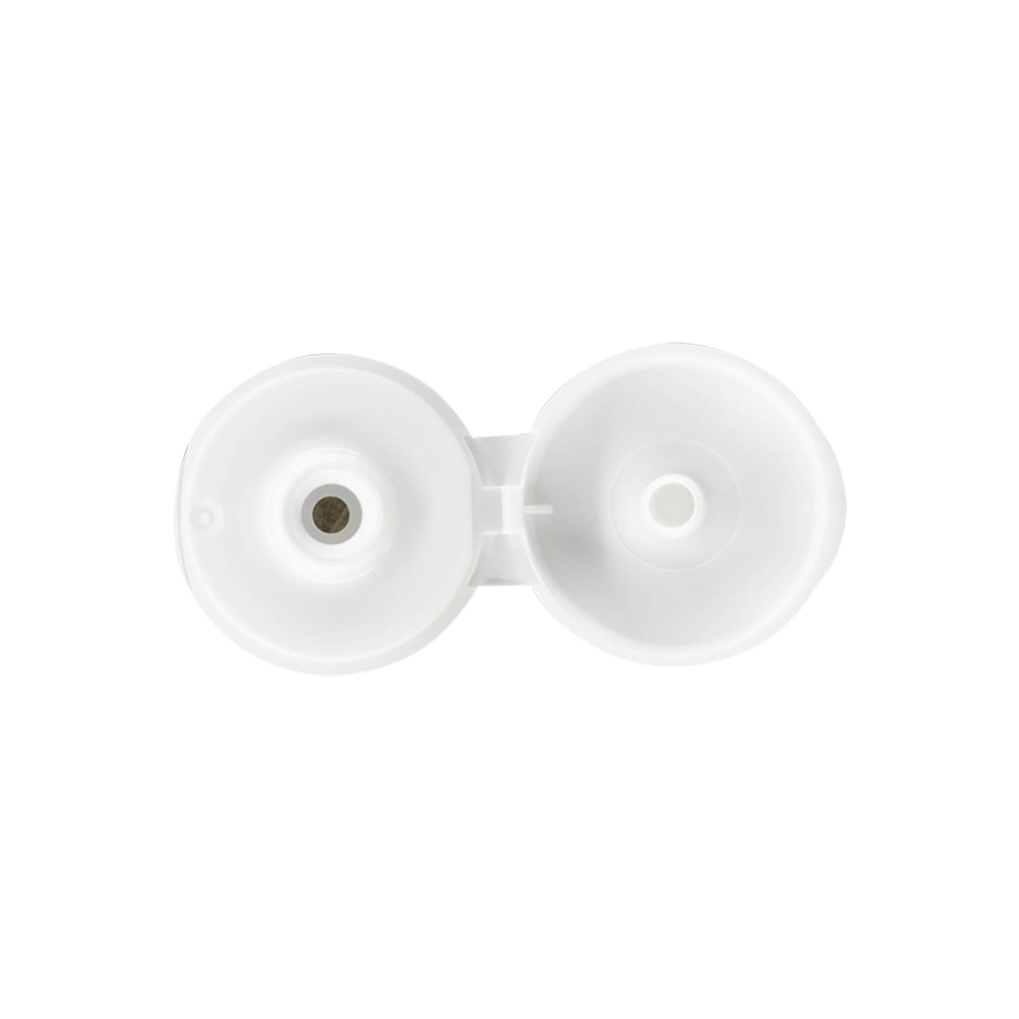 Bouchon à vis avec charnière à clapet, plastique PP, blanc, pour ouverture : 24/410 Bouchon à vis avec charnière à clapet, plastique PP, blanc, pour ouverture : 24/410
