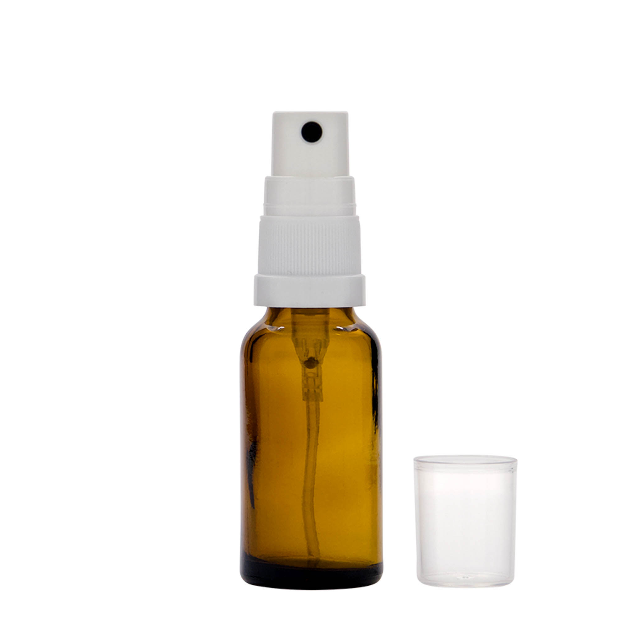 Flacon vaporisateur médical 20 ml, verre, marron, col : DIN 18