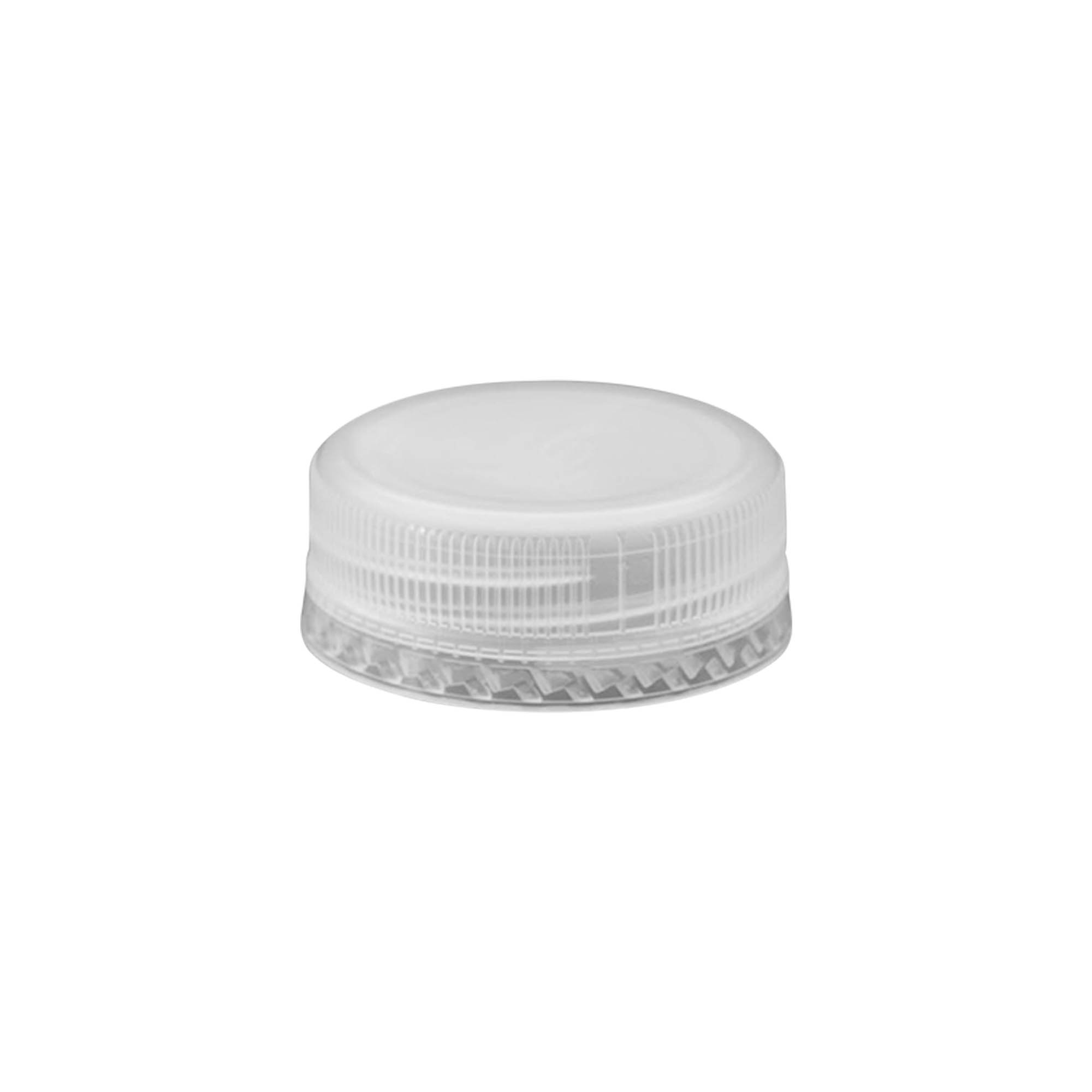 Bouchon à vis à double pas de vis, plastique PE, blanc, pour ouverture : PET 38 mm
