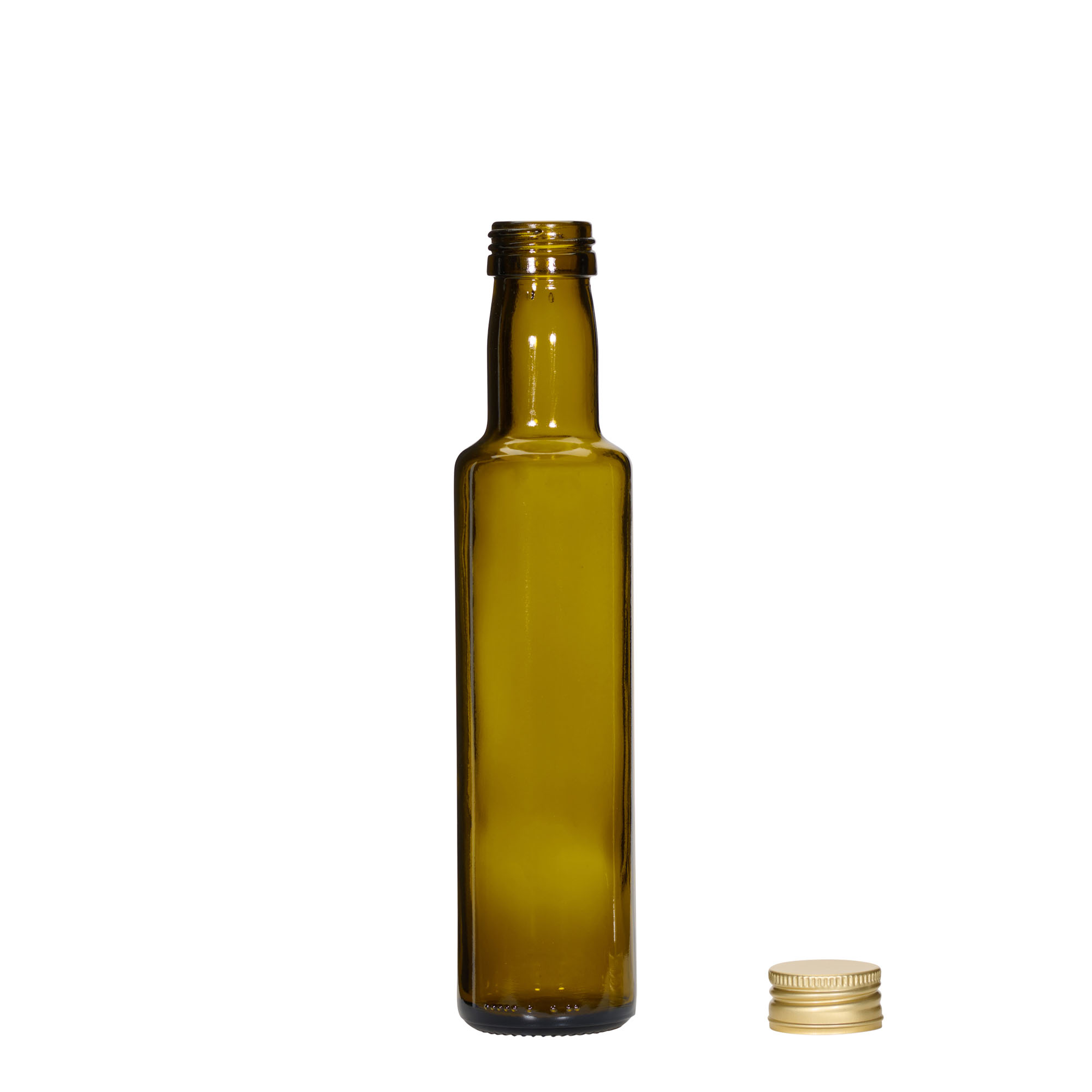 Bouteille en verre 250 ml 'Dorica', vert antique, ouverture : PP 31,5 Bouteille en verre 250 ml 'Dorica', vert antique, ouverture : PP 31,5