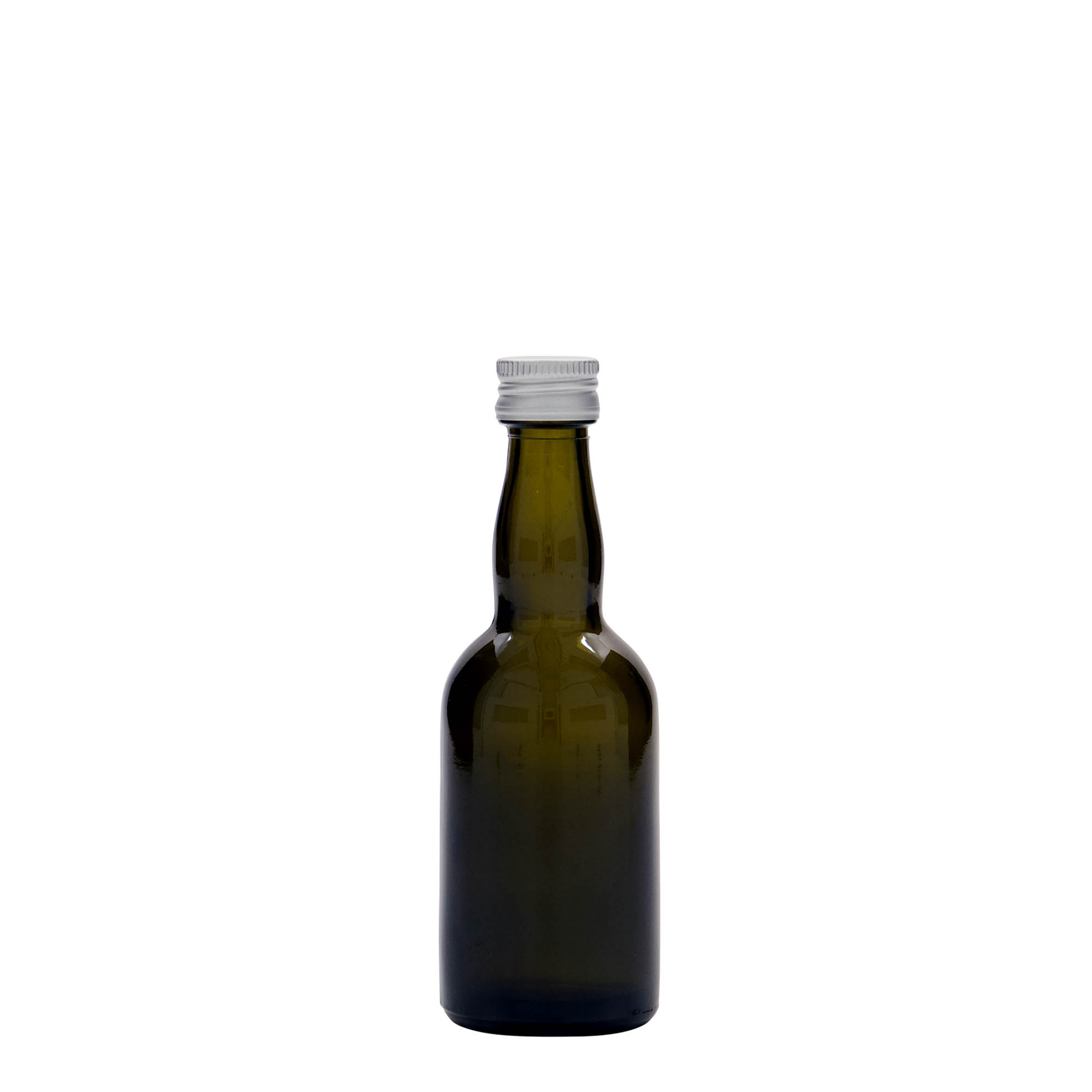 Flacon en verre 50 ml 'Proba', vert antique, ouverture : PP 18 Flacon en verre 50 ml 'Proba', vert antique, ouverture : PP 18