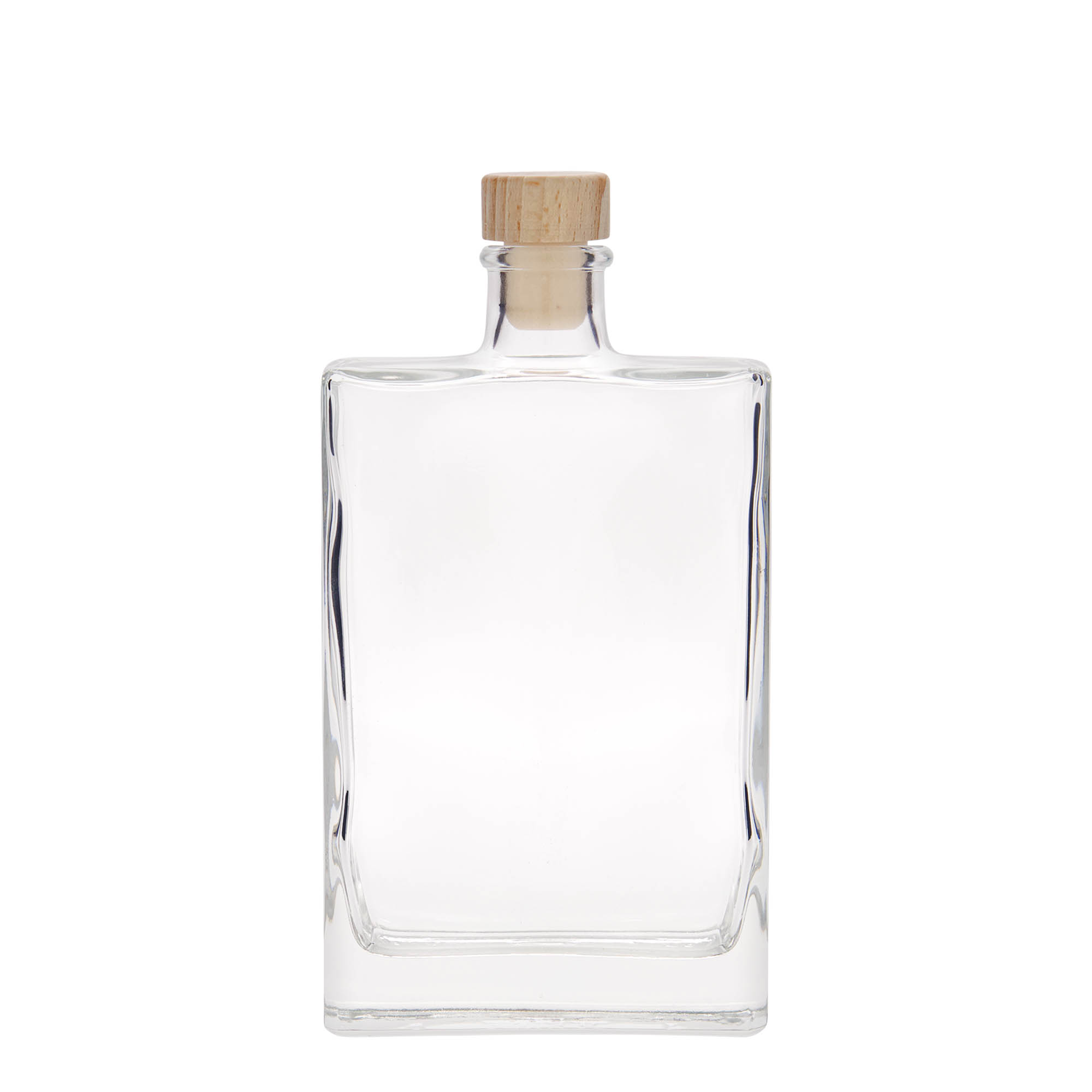 Bouteille en verre 350 ml 'Julia', rectangulaire, ouverture : bouchon en liège Bouteille en verre 350 ml 'Julia', rectangulaire, ouverture : bouchon en liège