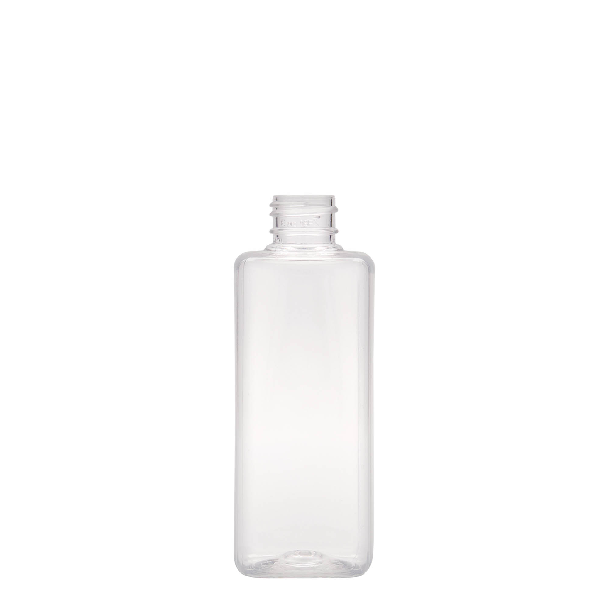Bouteille PET 200 ml « Karl », carrée, plastique, goulot : 24/410 Bouteille PET 200 ml « Karl », carrée, plastique, goulot : 24/410