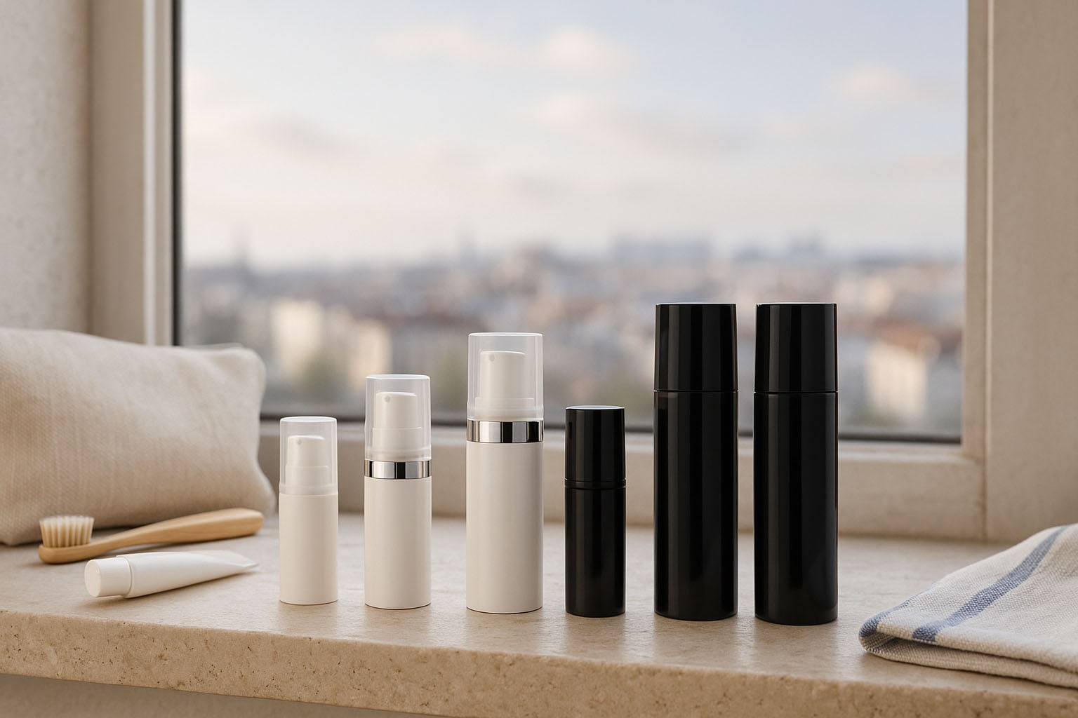 Pompe distributeur sans air 'Nano', plastique PP, blanc