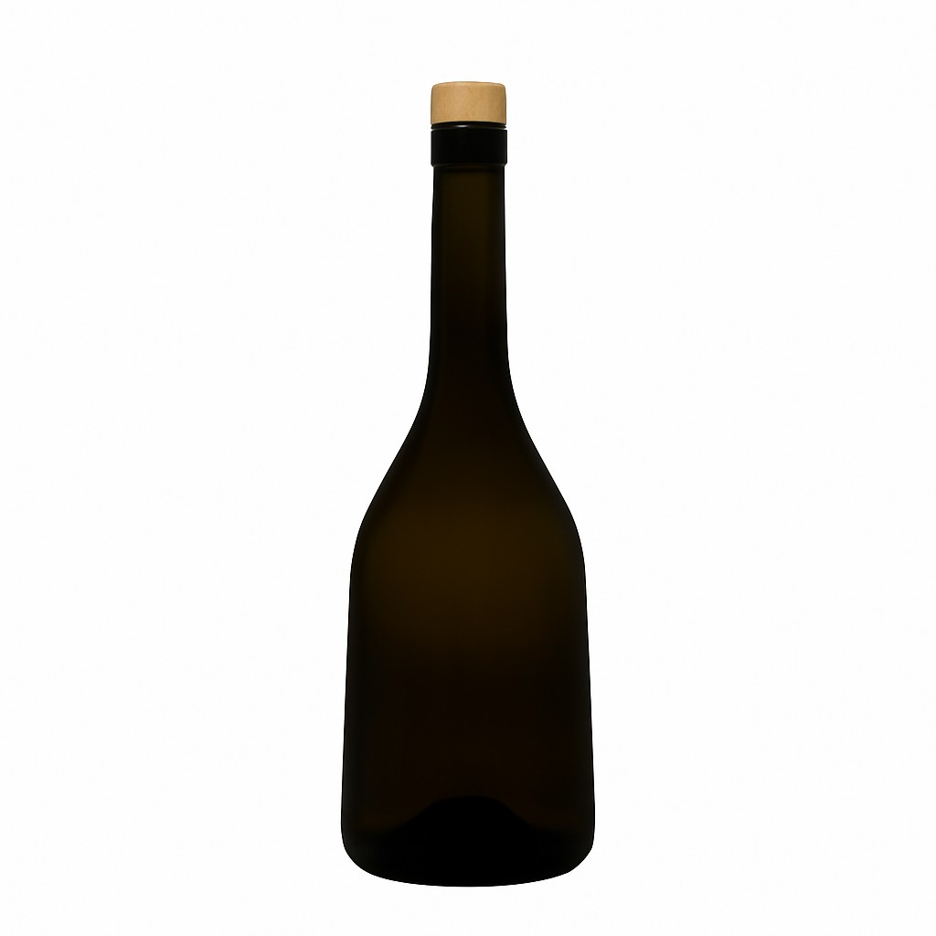 Bouteille en verre 750 ml 'Rustica', vert antique, ouverture : bouchon en liège
