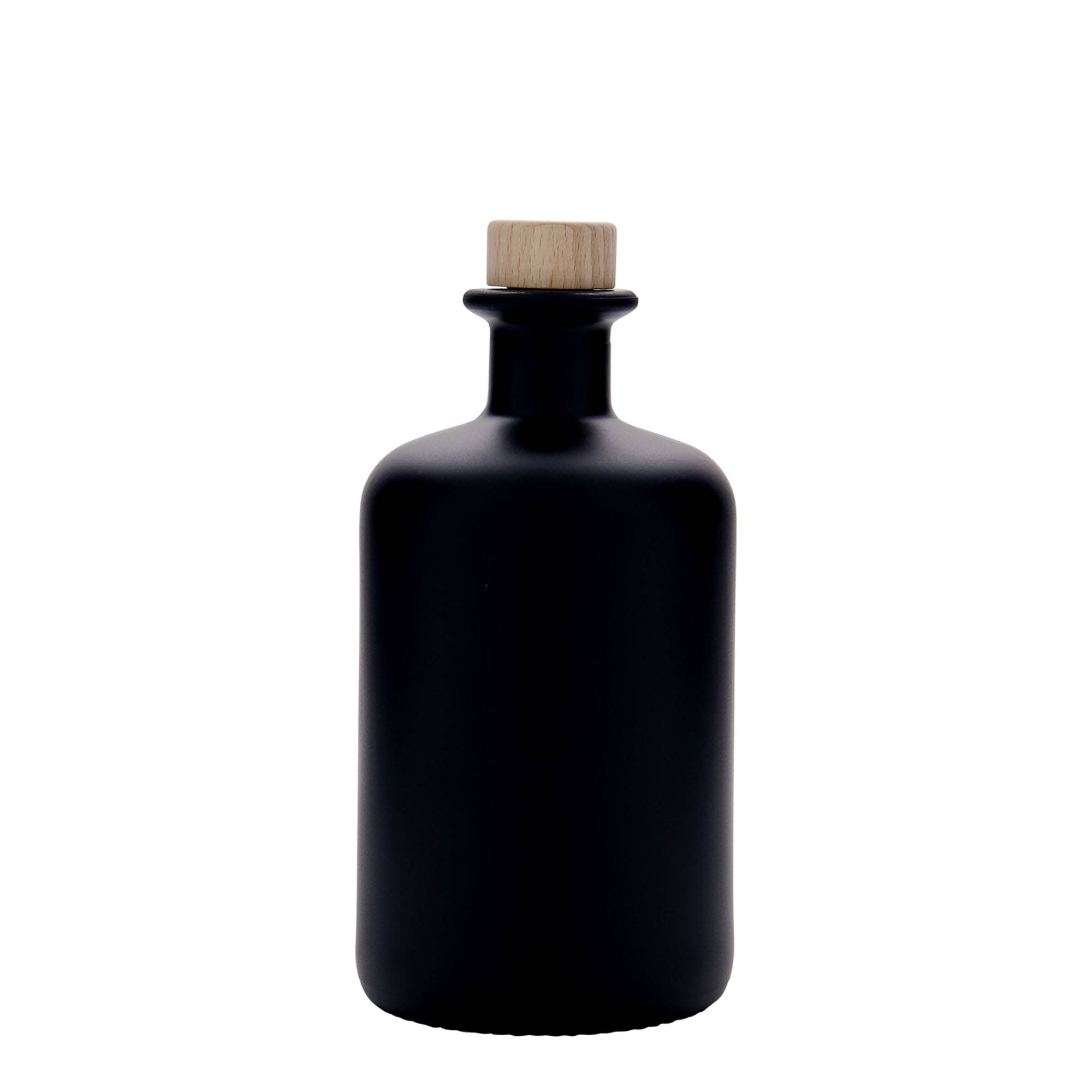 Bouteille en verre apothicaire 500 ml, noire, col : liège