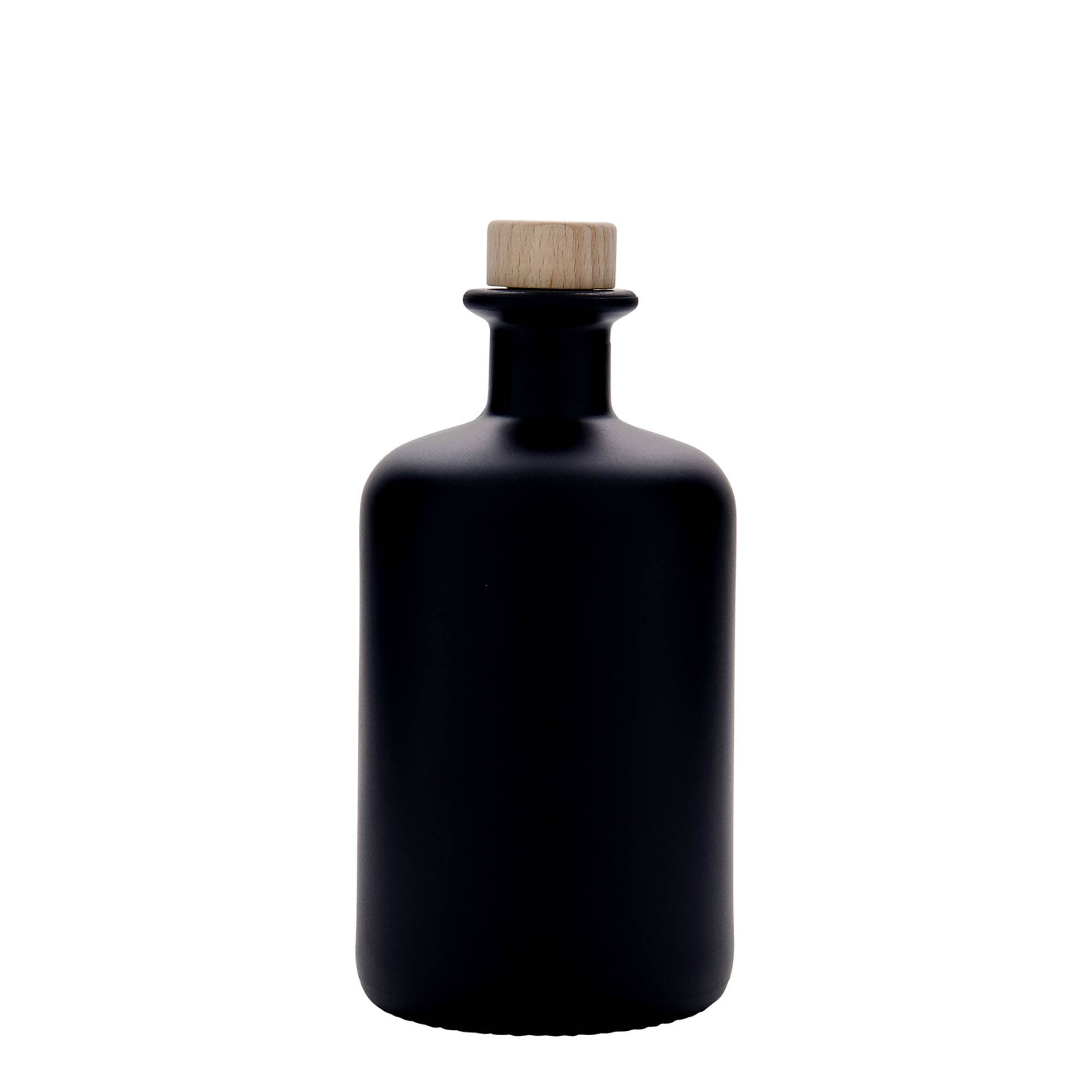 Flacon en verre de 500 ml, style pharmacien, noir, ouverture : bouchon en liège