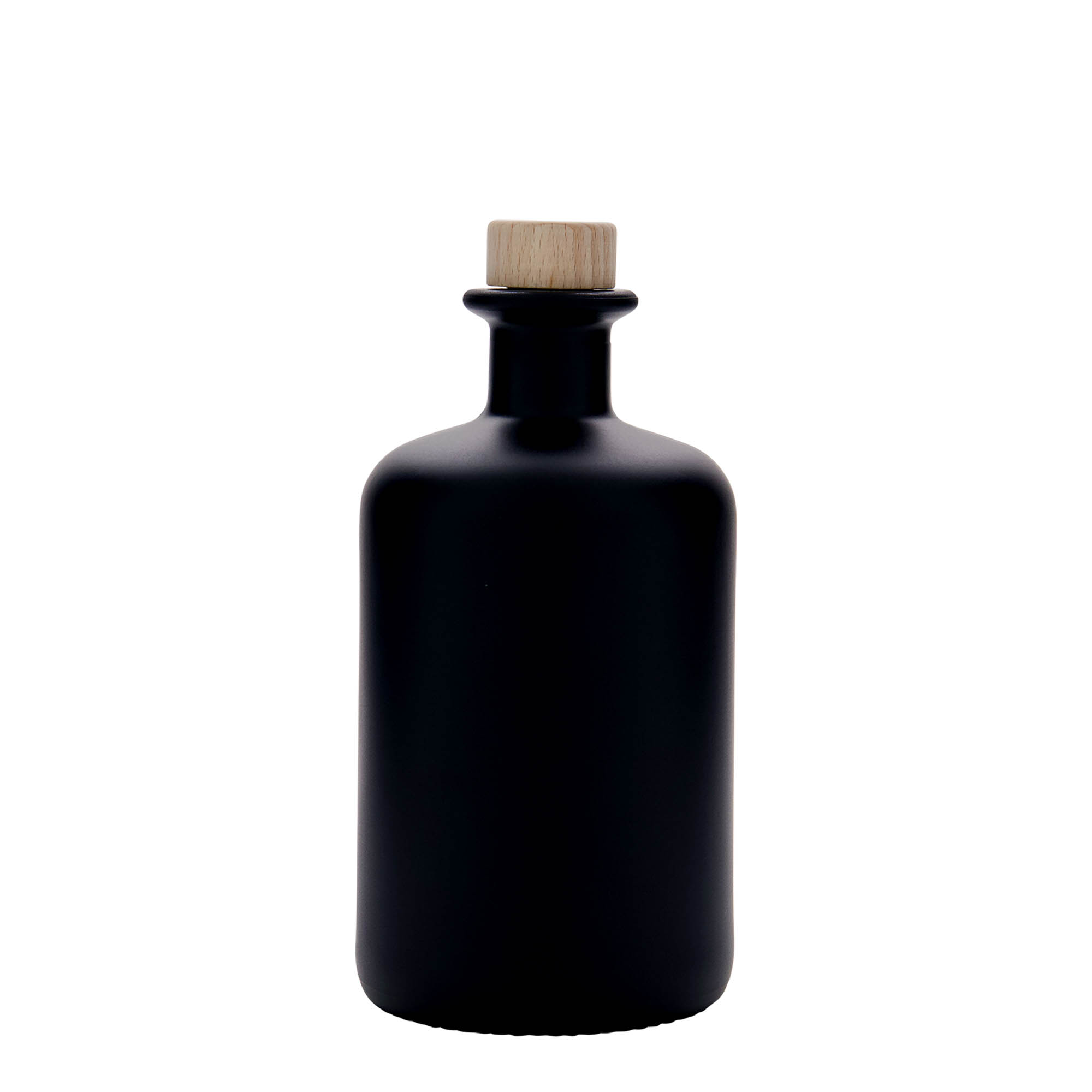 Flacon en verre de 500 ml, style pharmacien, noir, ouverture : bouchon en liège