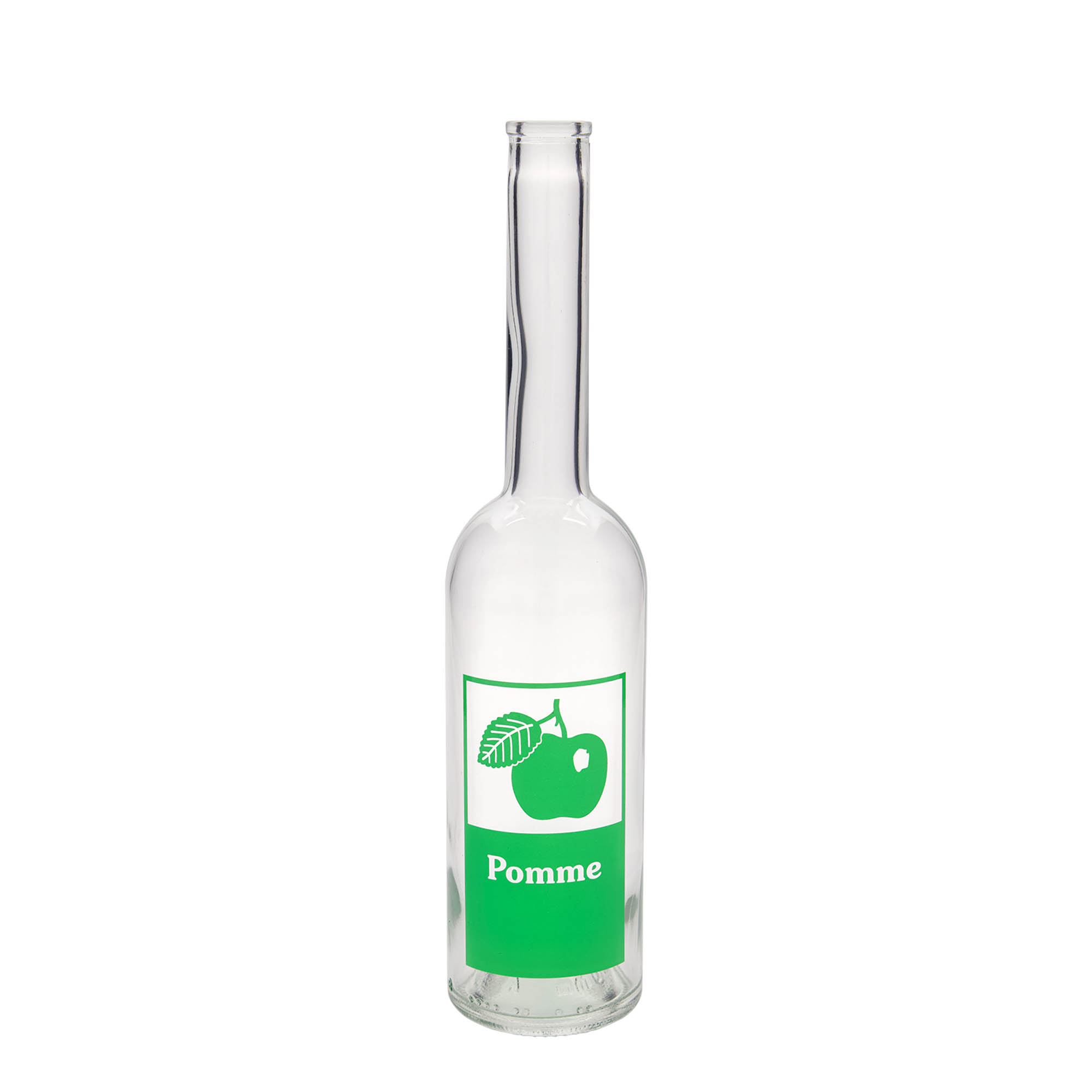 Bouteille en verre 500 ml 'Opera', motif : Pomme, ouverture : bouchon en liège Bouteille en verre 500 ml 'Opera', motif : Pomme, ouverture : bouchon en liège