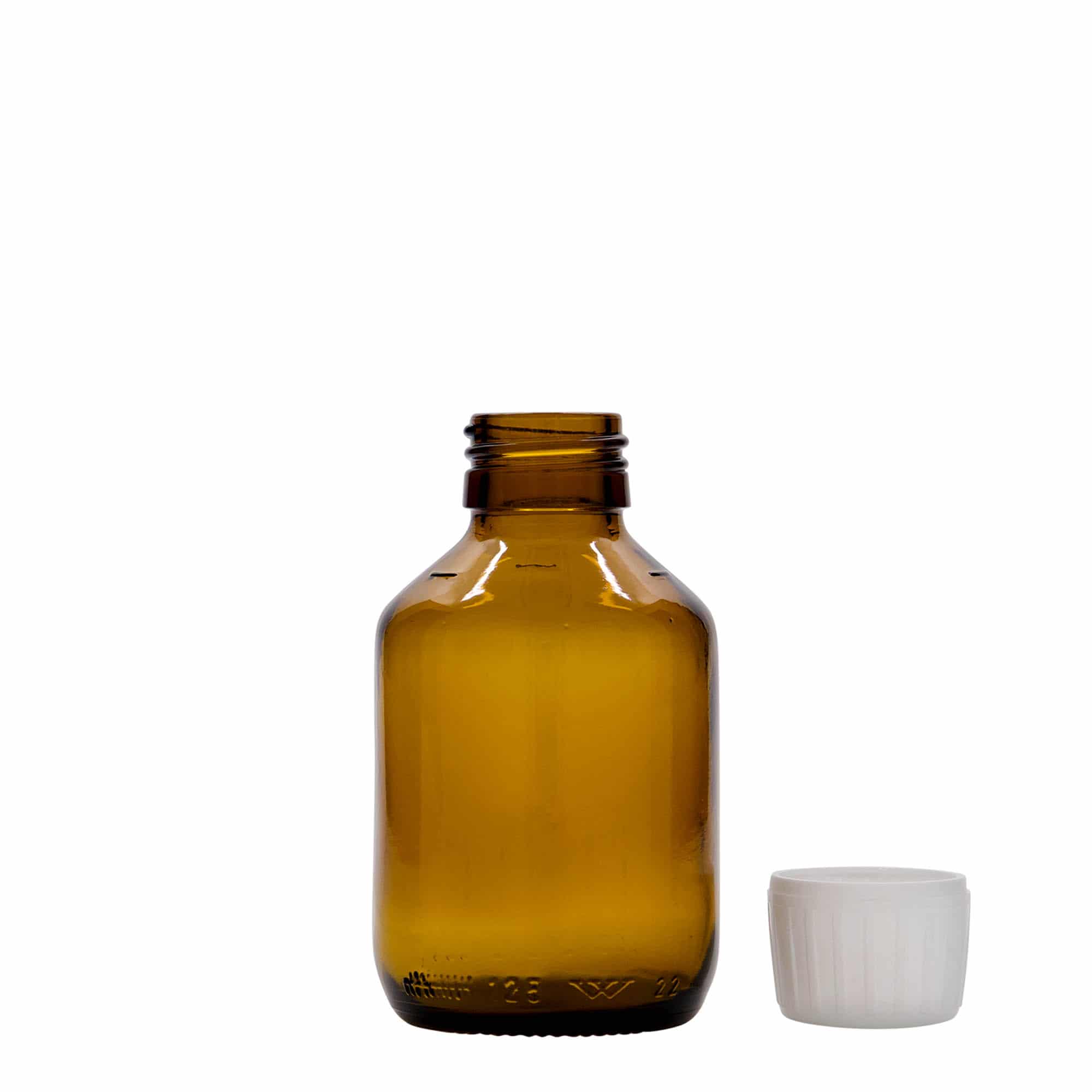 Flacon médical 125 ml, brun, verre, ouverture : PP 28
