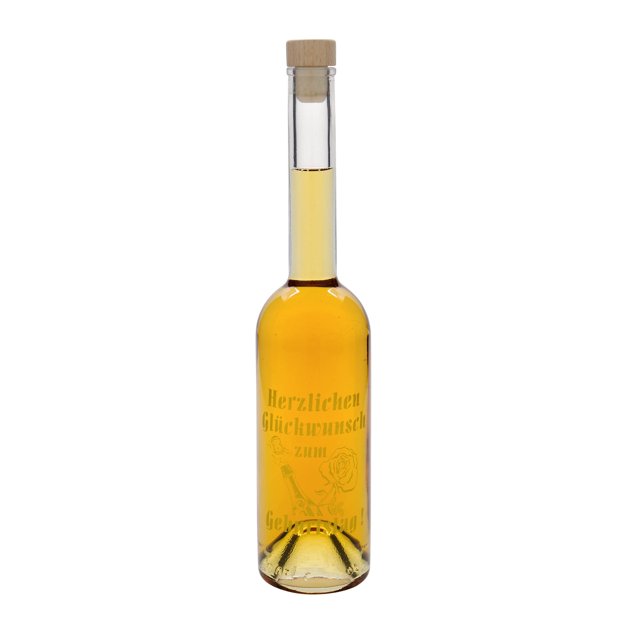 Bouteille en verre 500 ml 'Opera', motif : bouteille d'anniversaire, ouverture : bouchon en liège