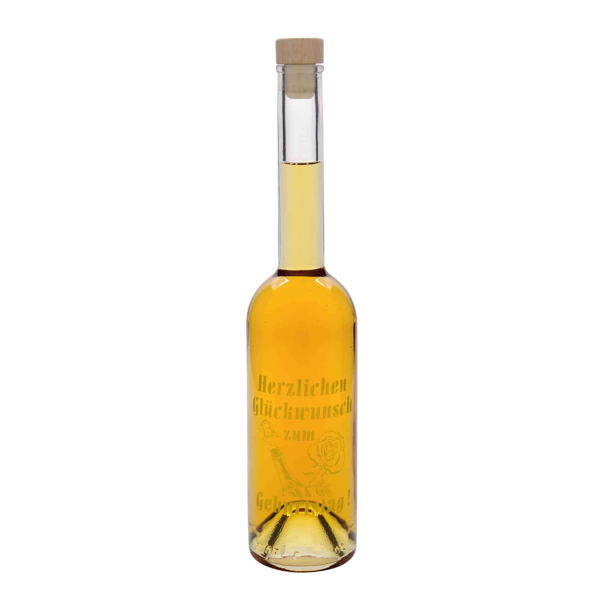 Bouteille en verre 500 ml 'Opera', motif : bouteille d'anniversaire, ouverture : bouchon en liège