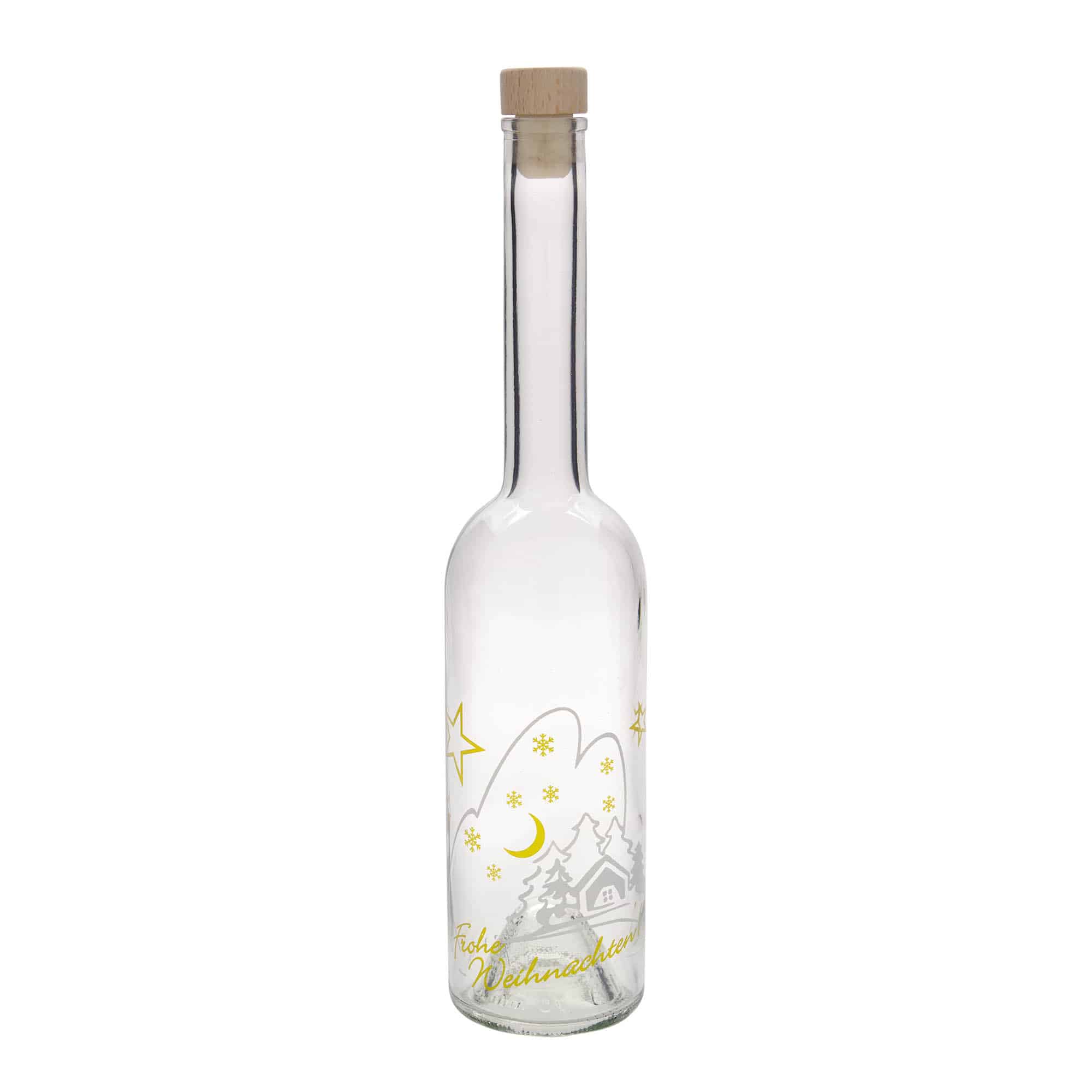 Bouteille en verre 500 ml 'Opera', motif : idylles de Noël, ouverture : bouchon en liège