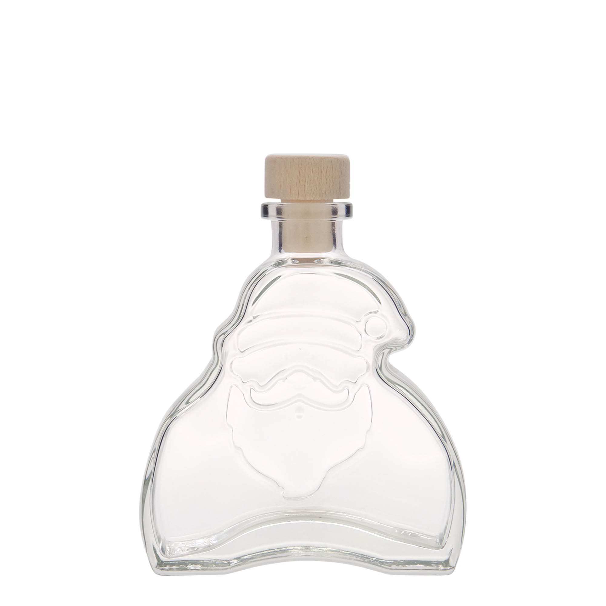 Bouteille en verre de 200 ml « Père Noël », ouverture : bouchon en liège Bouteille en verre de 200 ml « Père Noël », ouverture : bouchon en liège