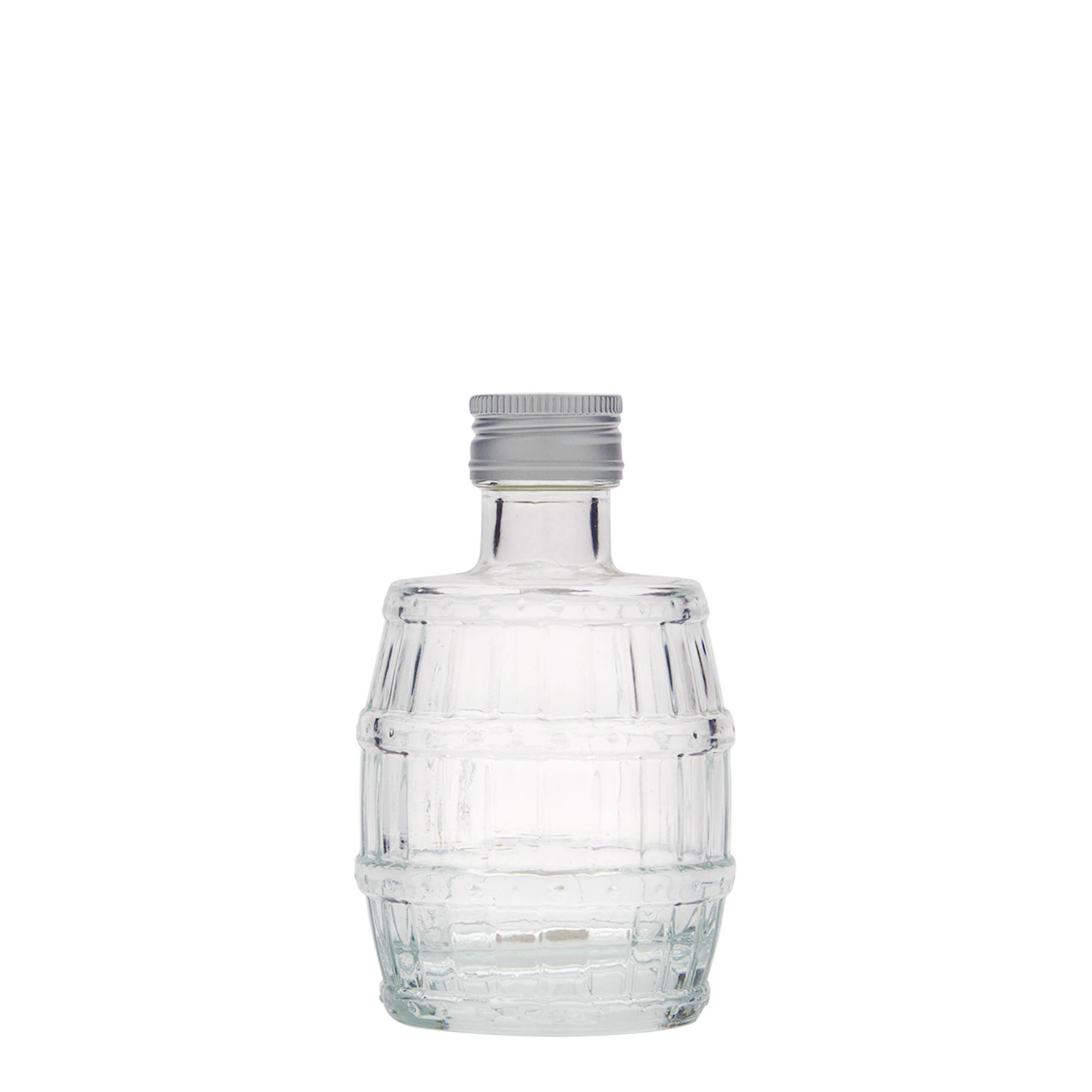 Flacon en verre 100 ml « baril », ouverture : PP 24 Flacon en verre 100 ml « baril », ouverture : PP 24