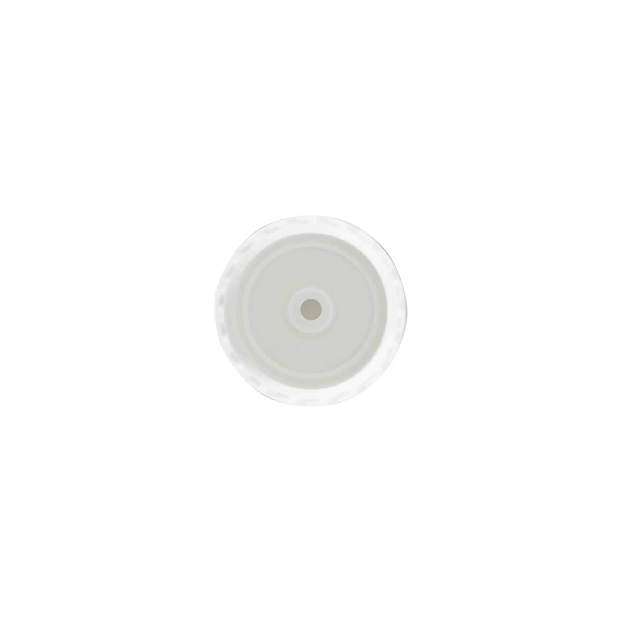 Bouchon à vis avec charnière, plastique PP blanc, pour goulot : 24/410