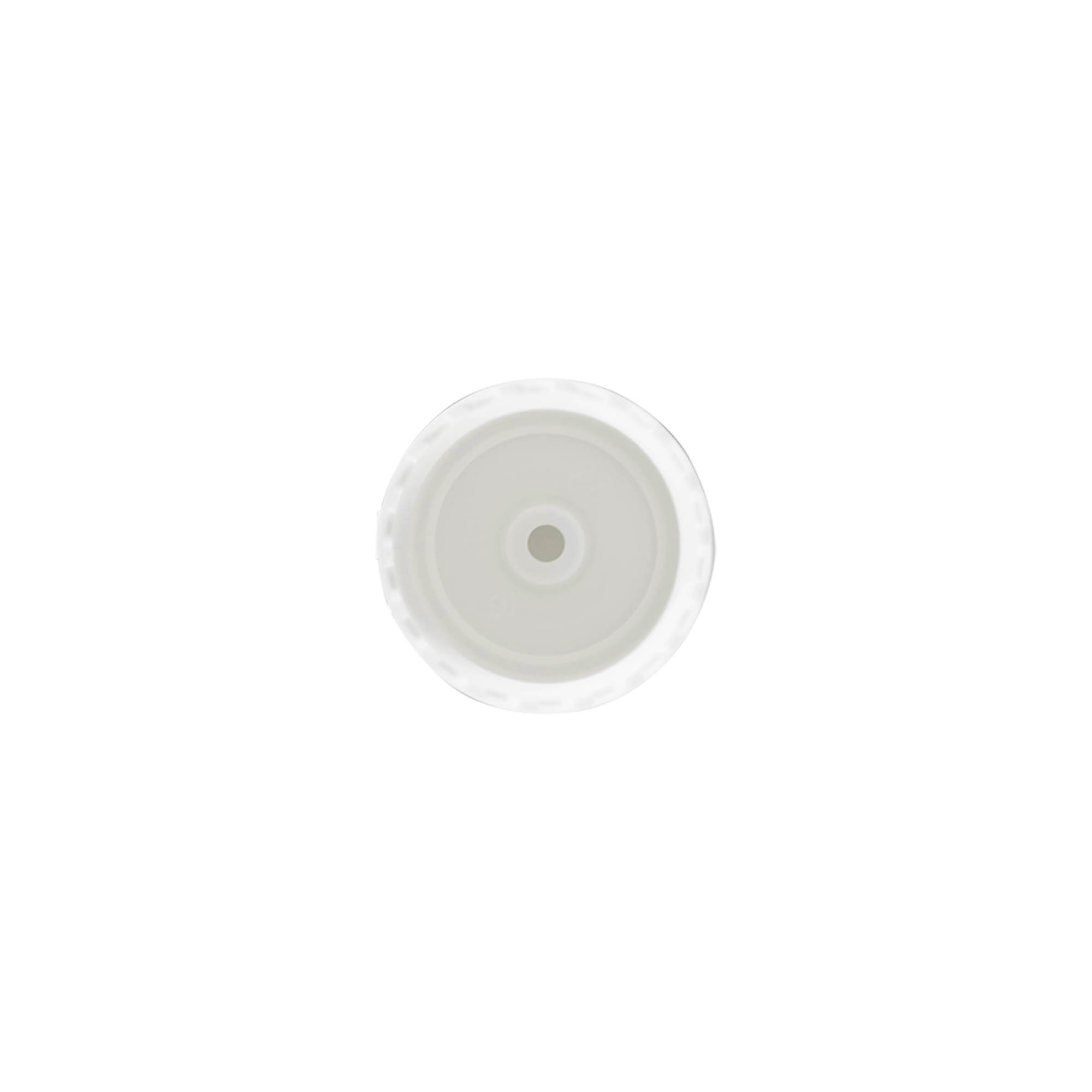 Bouchon à vis avec charnière à clapet, plastique PP, blanc, pour ouverture : 24/410