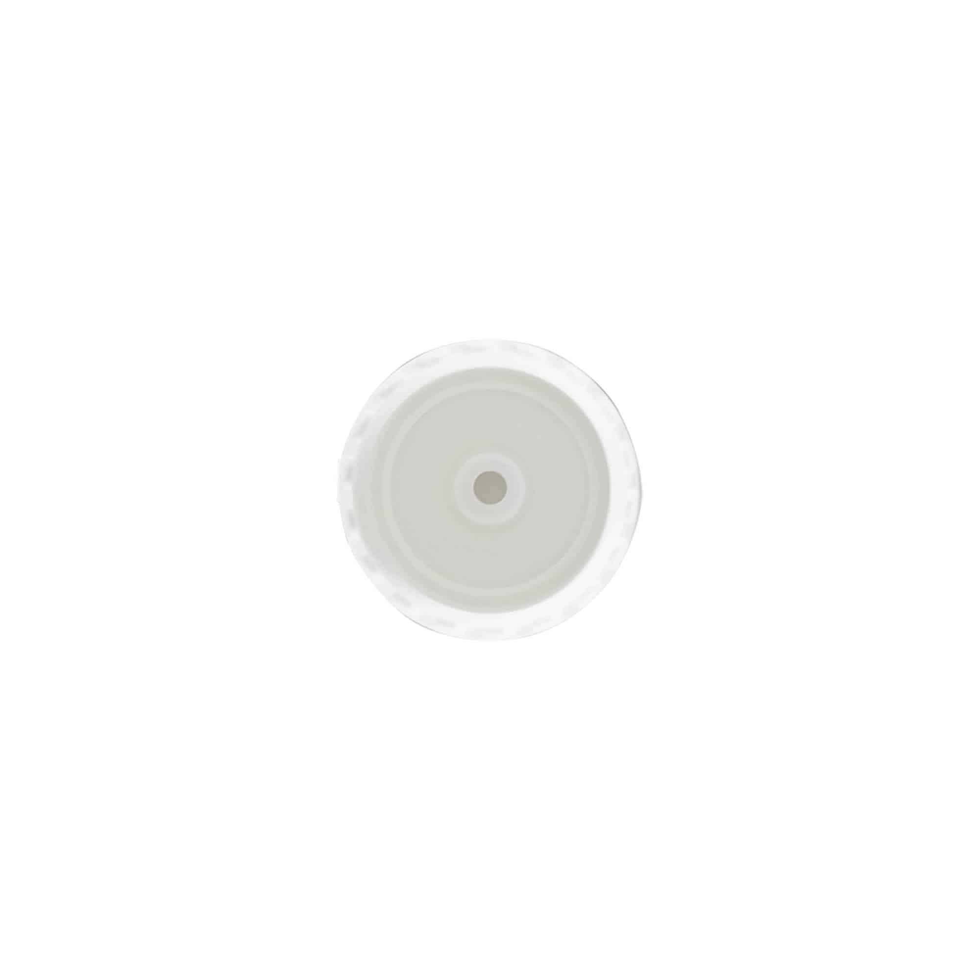 Bouchon à vis avec charnière à clapet, plastique PP, blanc, pour ouverture : 24/410