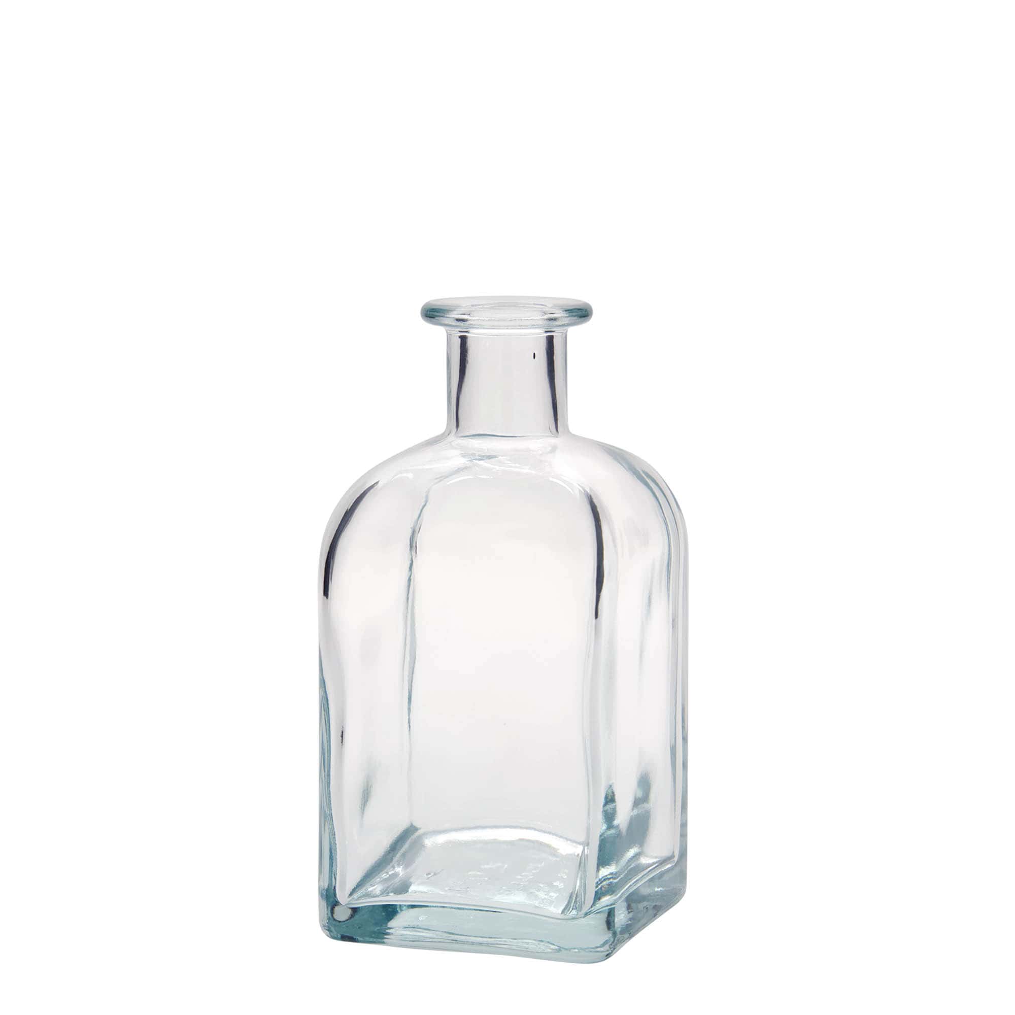 Bouteille en verre 350 ml Apotheker Carré, carrée, ouverture : bouchon en liège Bouteille en verre 350 ml Apotheker Carré, carrée, ouverture : bouchon en liège