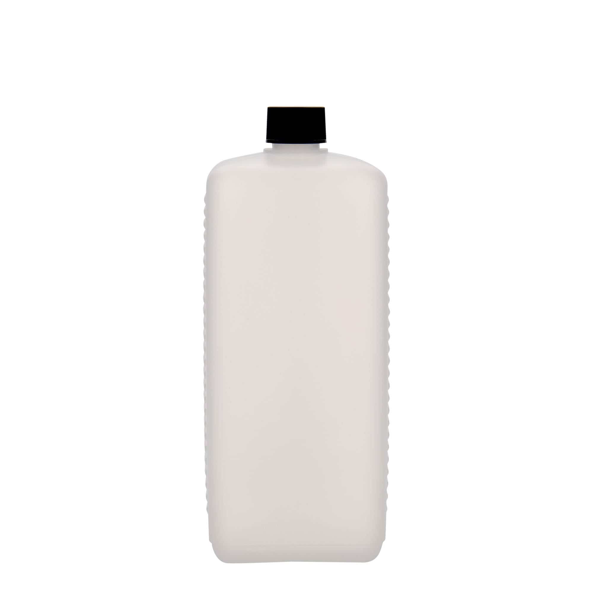 Bouteille bidon 1 000 ml, rectangulaire, plastique PEHD, nature, bouchage: DIN 25 EPE